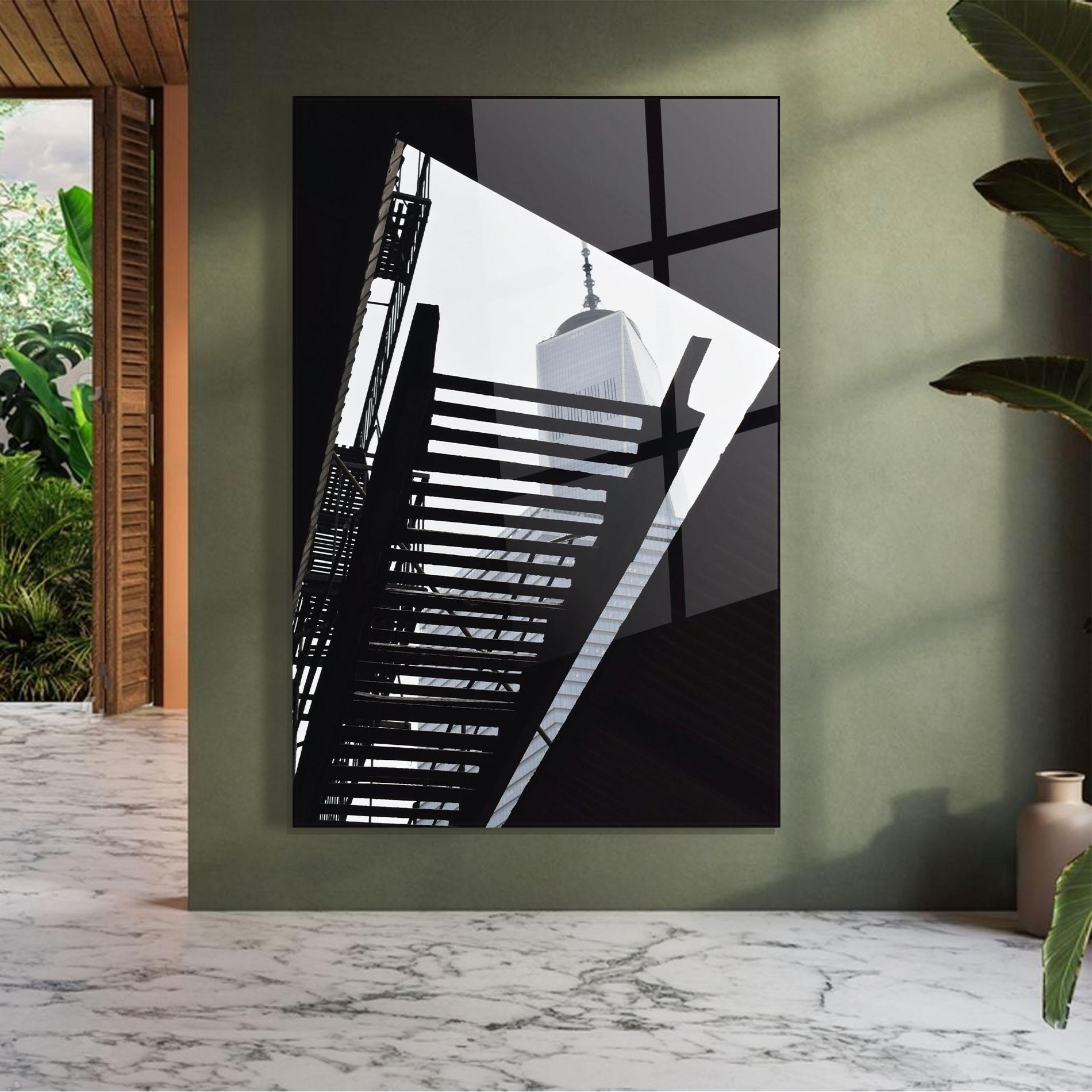 Obraz na Szkle Black Stairs Floating mockup 7