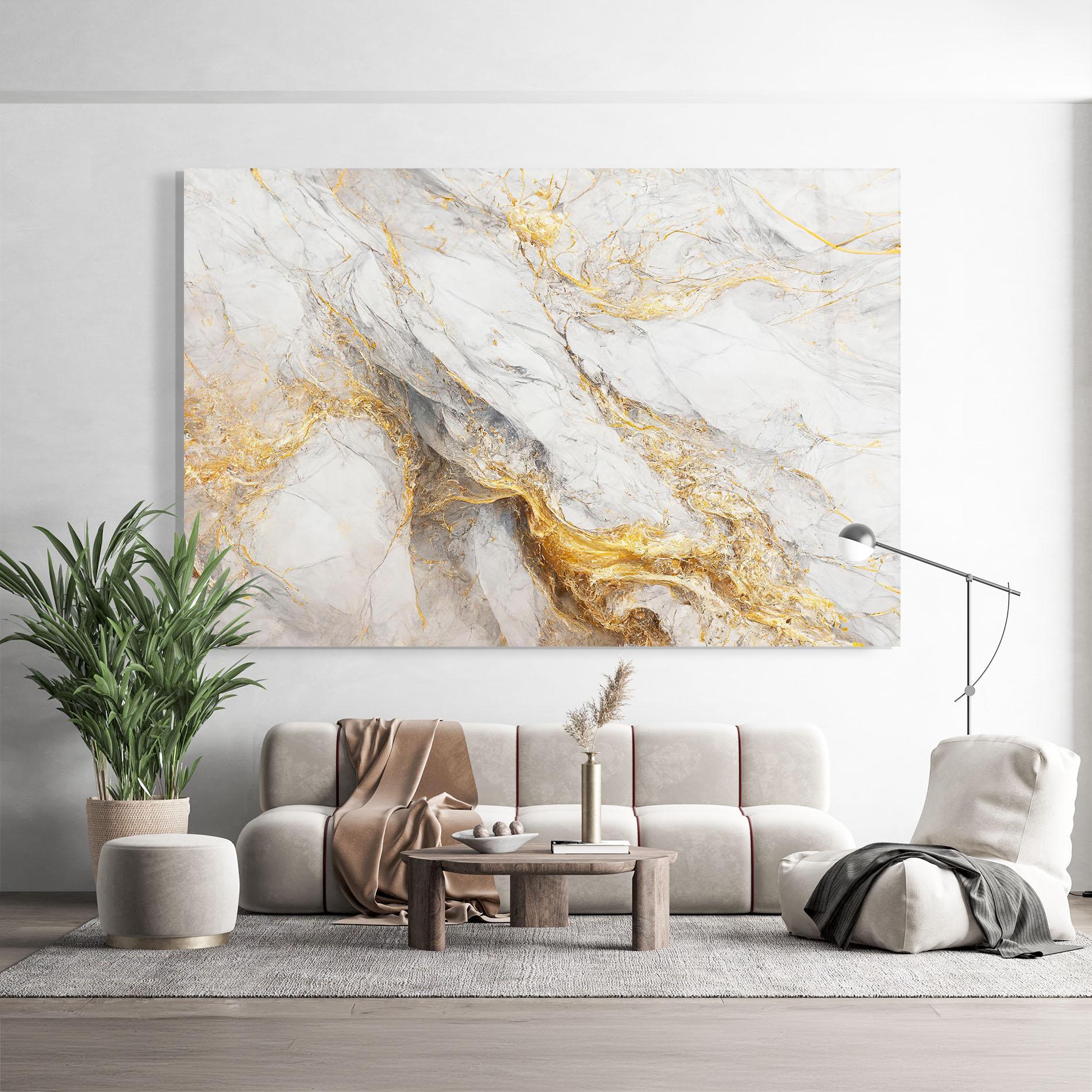 Obraz na Szkle Gold Liquid Grey Marble mockup 9