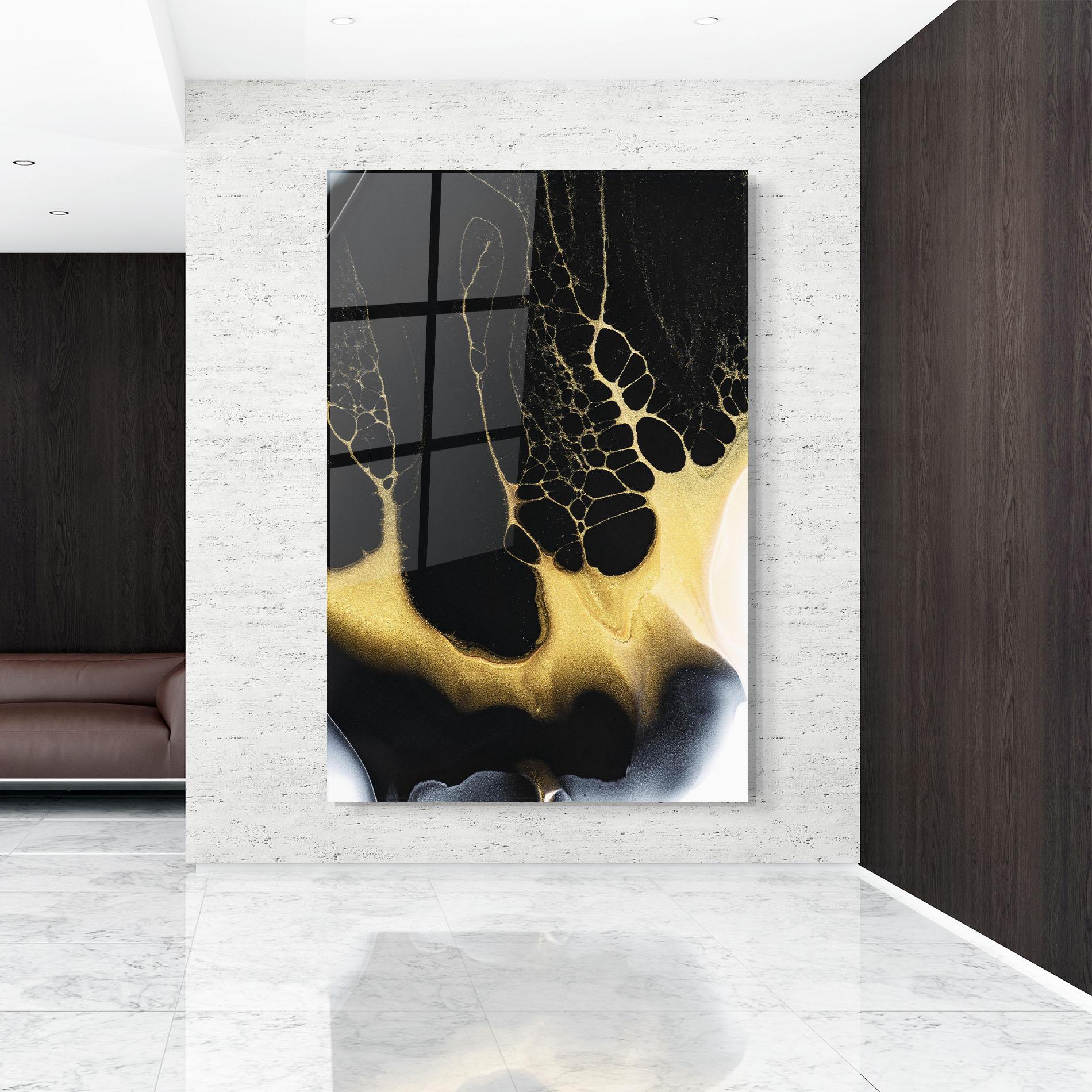 Obraz na Szkle Black Golden Marble mockup 9