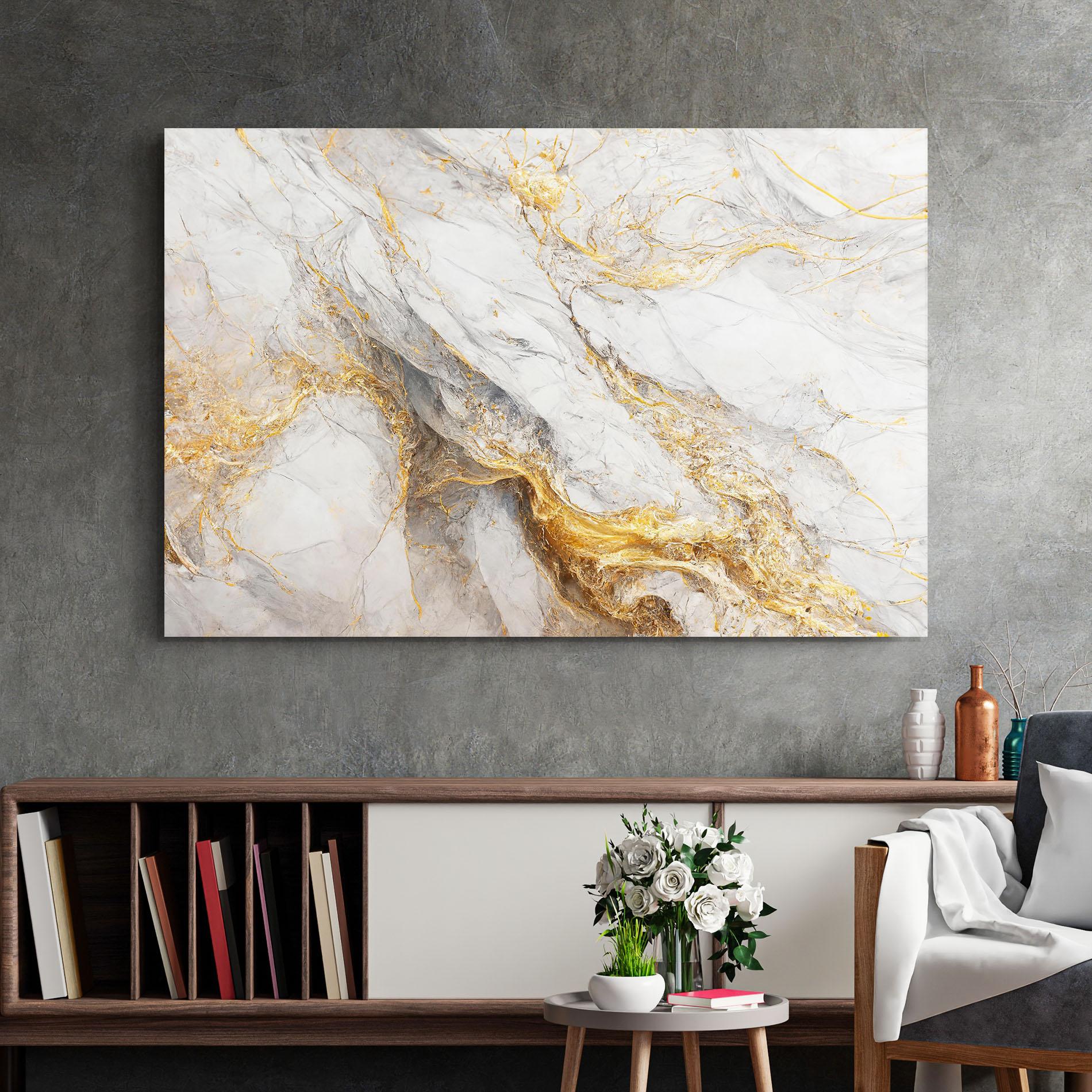 Obraz na Szkle Gold Liquid Grey Marble mockup 2