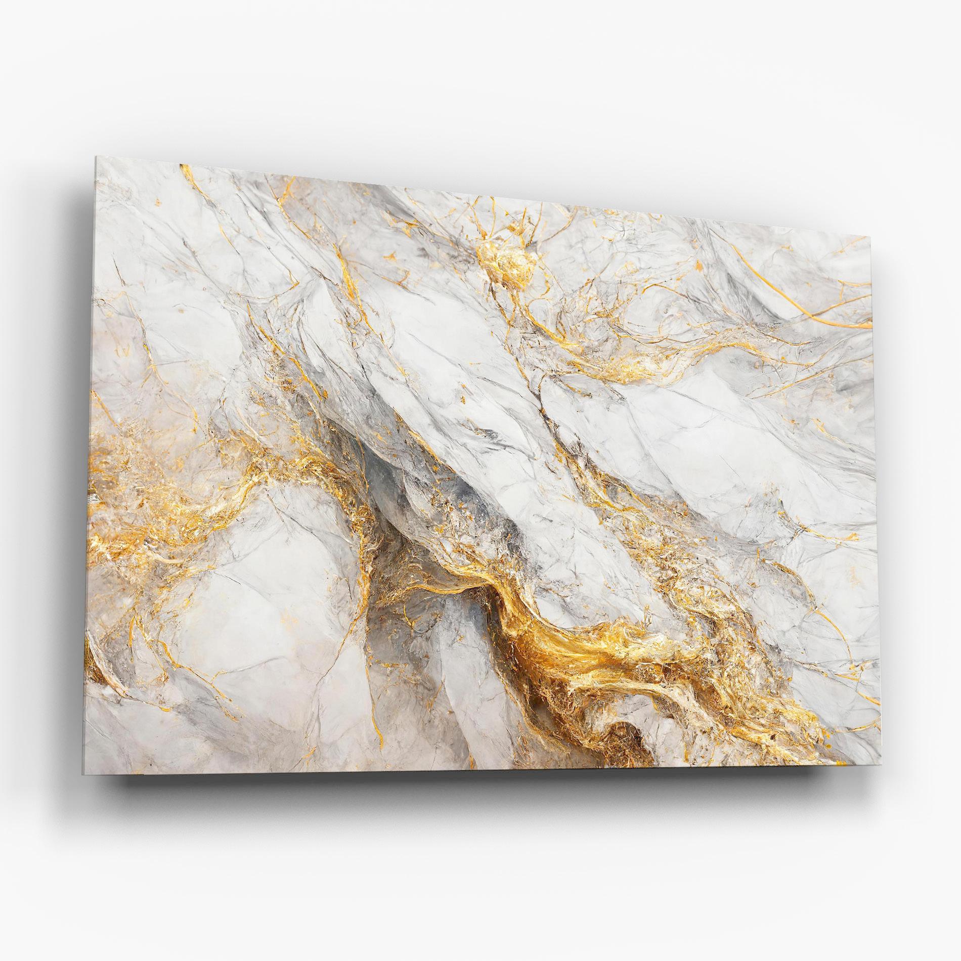 Obraz na Szkle Gold Liquid Grey Marble mockup 6