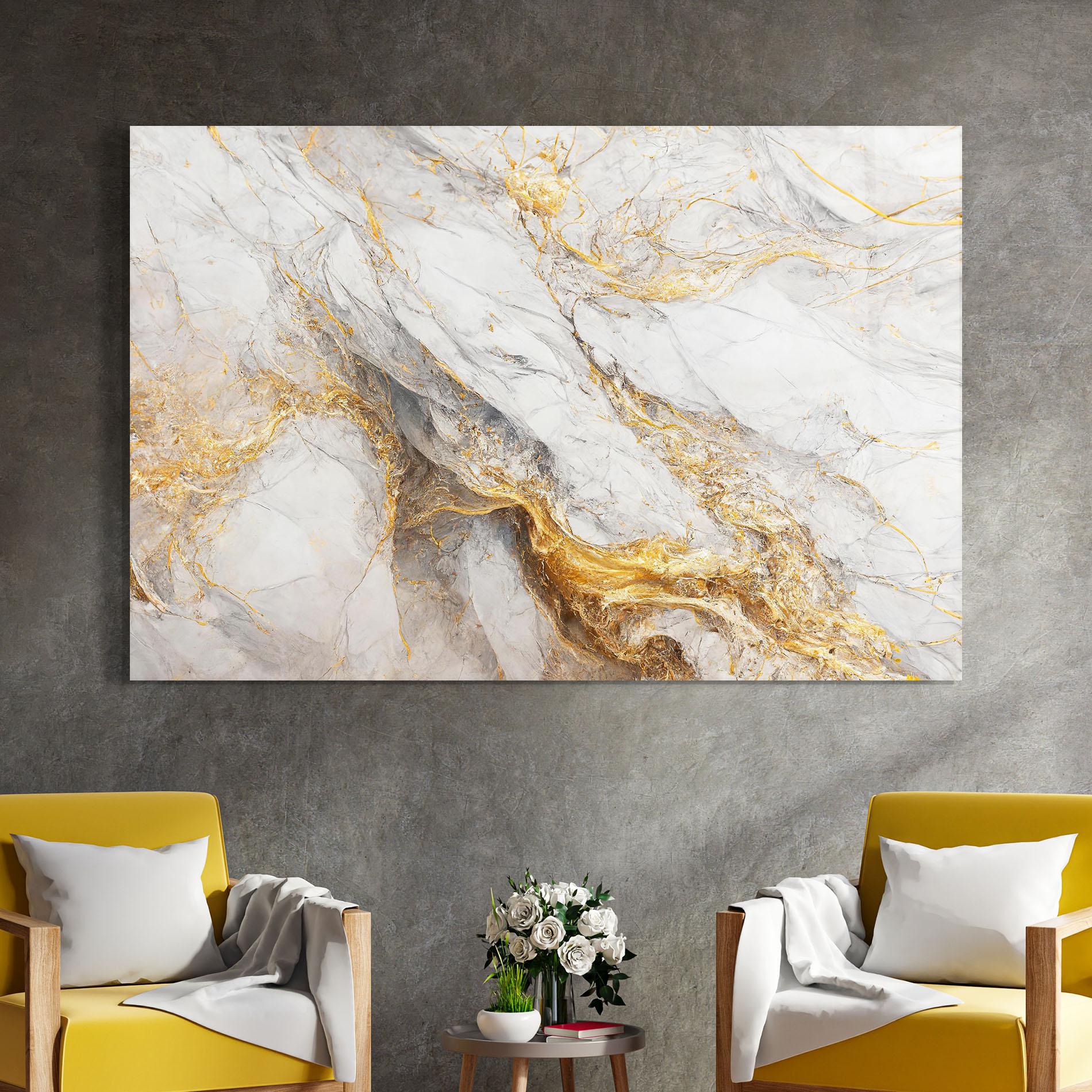 Obraz na Szkle Gold Liquid Grey Marble mockup 4
