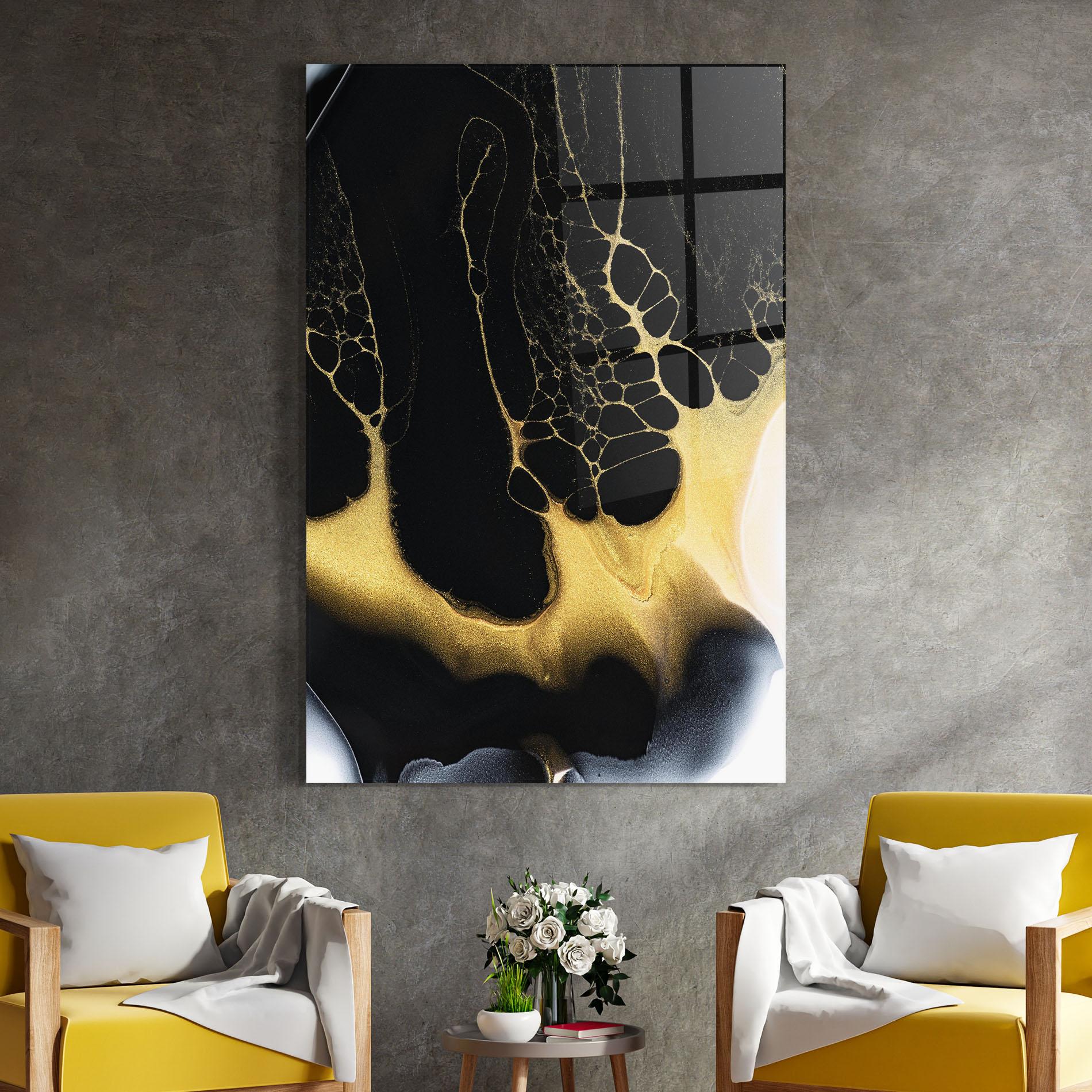 Obraz na Szkle Black Golden Marble mockup 4