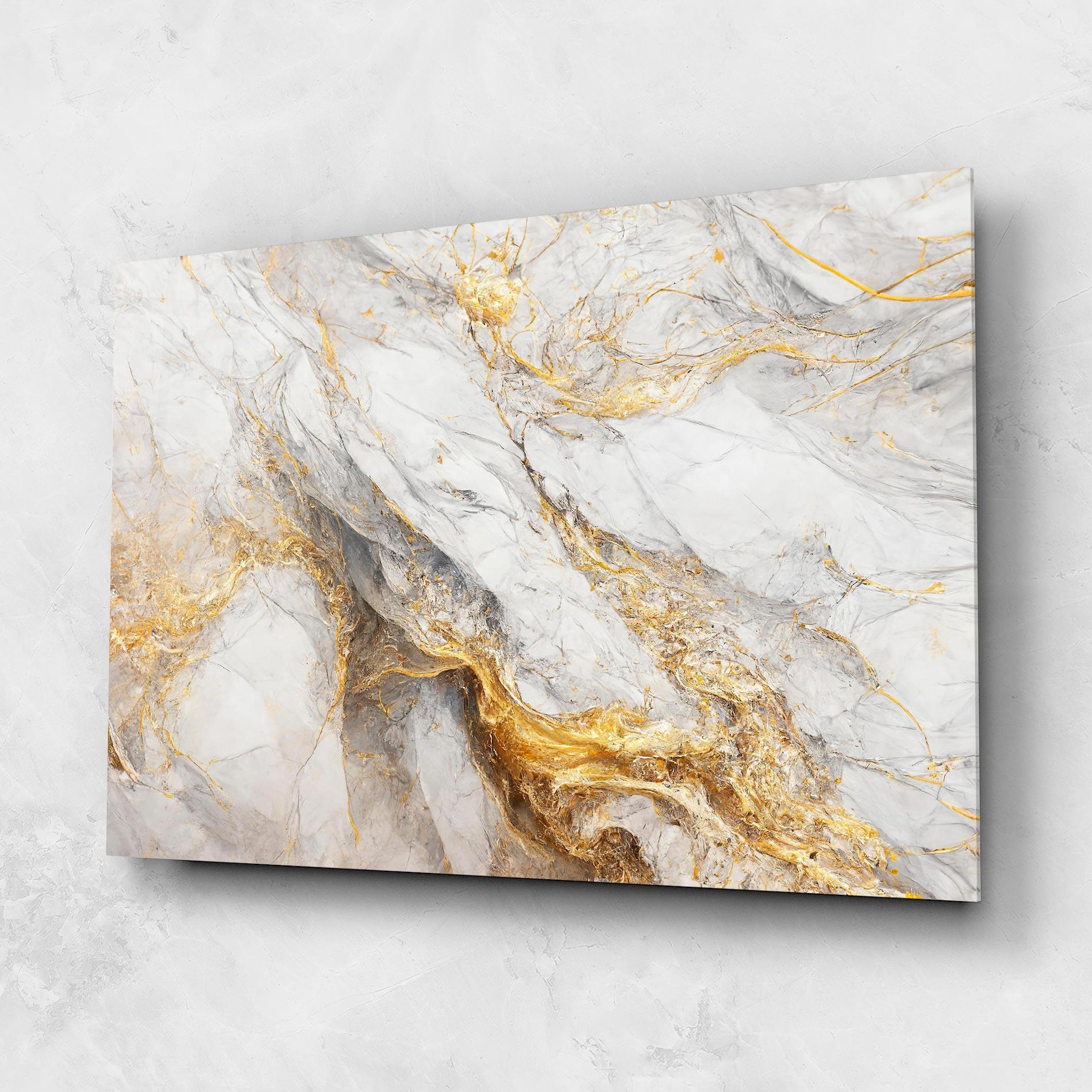 Obraz na Szkle Gold Liquid Grey Marble mockup 1