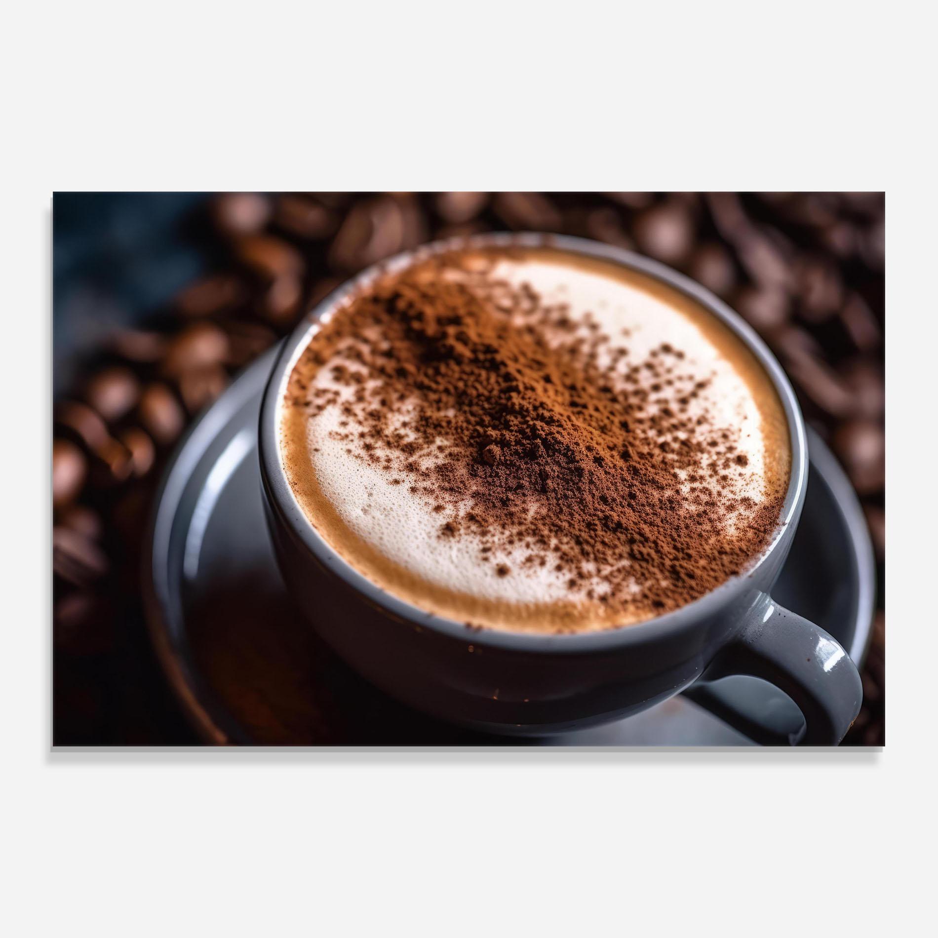 Obraz na Szkle Cappuccino Coffee Close Up mockup 0