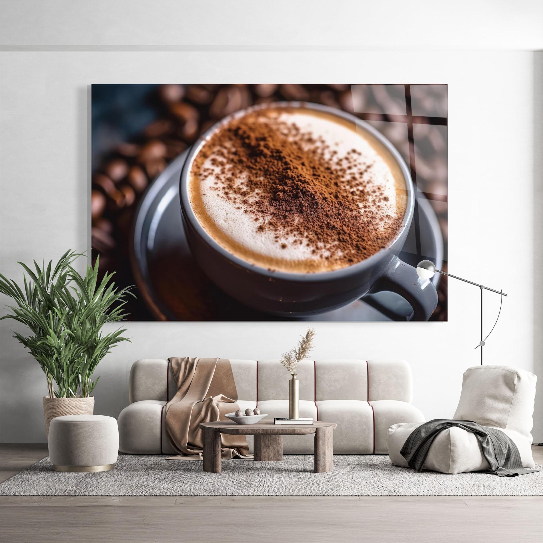 Obraz na Szkle Cappuccino Coffee Close Up mockup 9