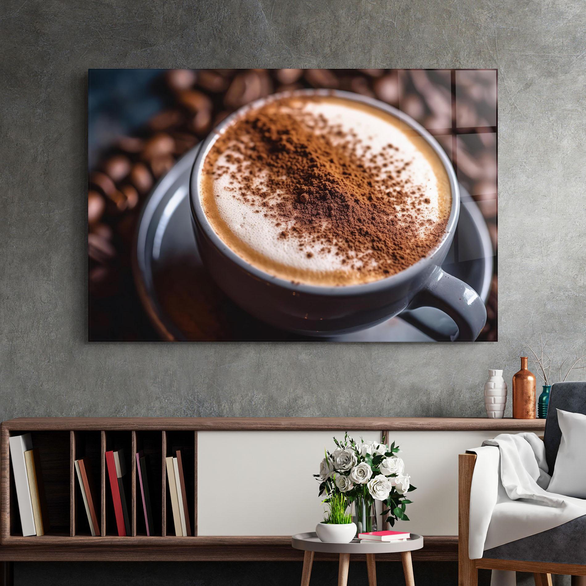 Obraz na Szkle Cappuccino Coffee Close Up mockup 2