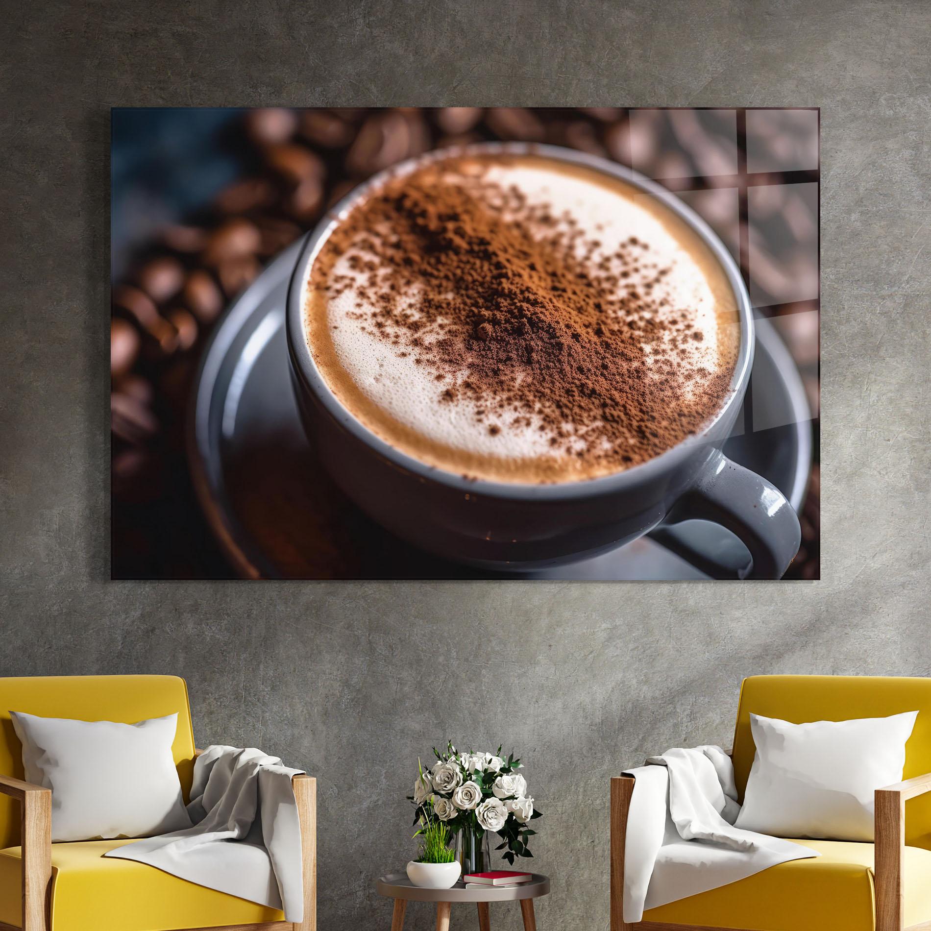 Obraz na Szkle Cappuccino Coffee Close Up mockup 4