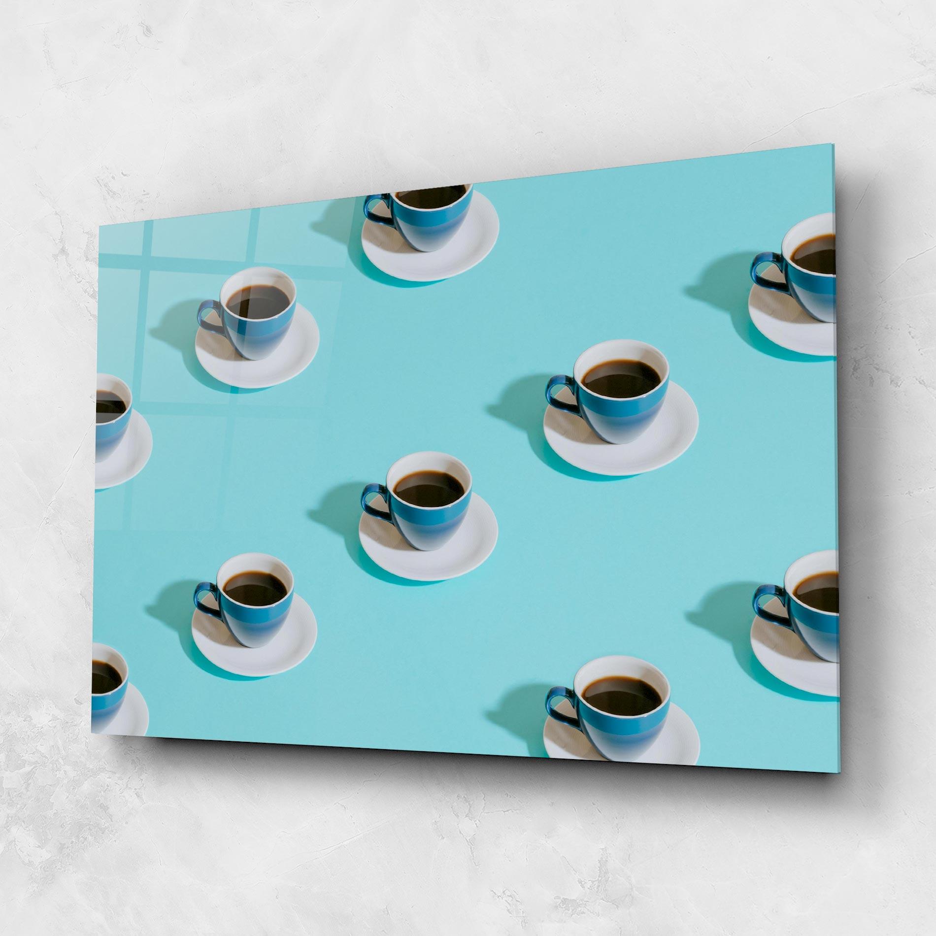 Obraz na Szkle Blue Cup Of Coffe mockup 1