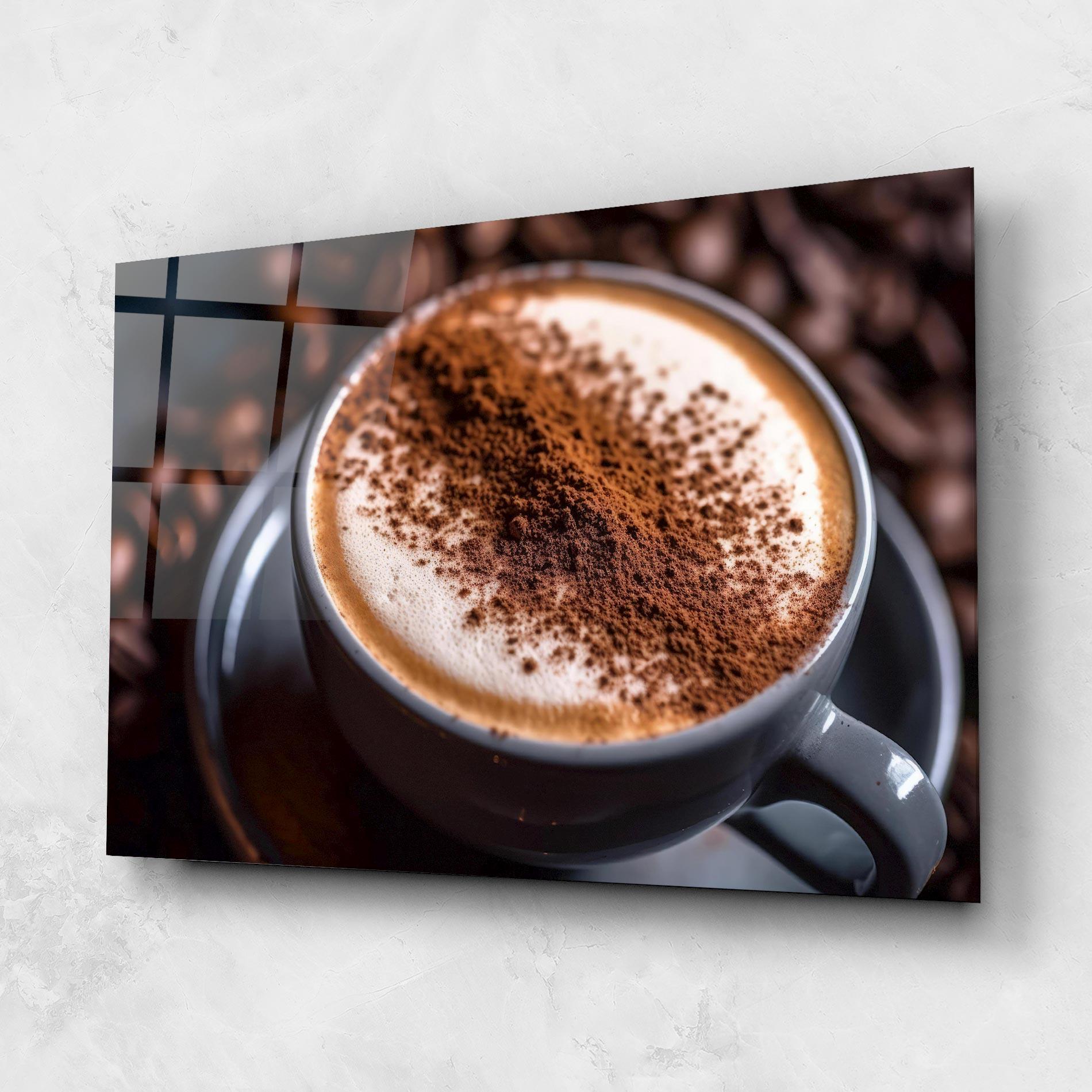 Obraz na Szkle Cappuccino Coffee Close Up mockup 1