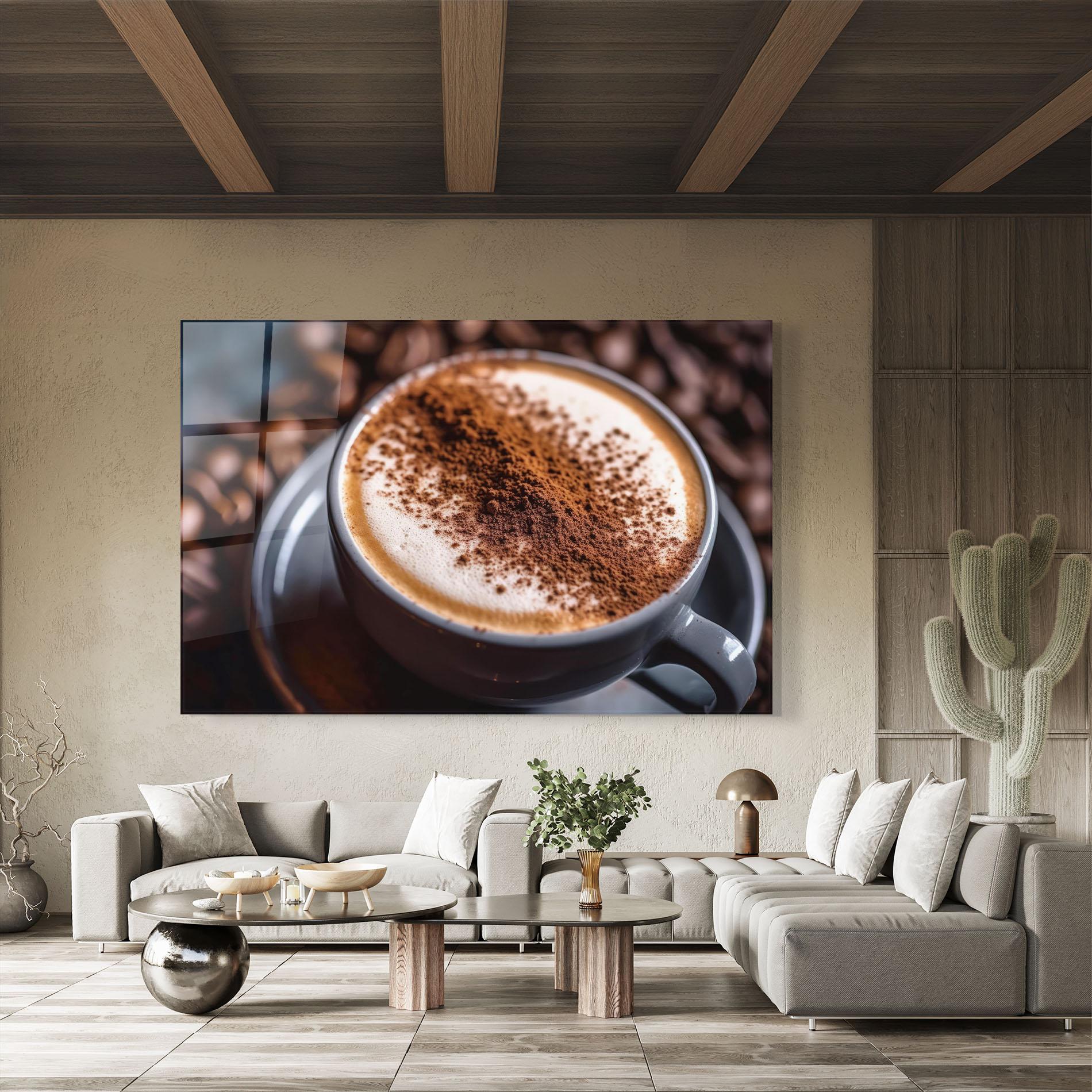 Obraz na Szkle Cappuccino Coffee Close Up mockup 8