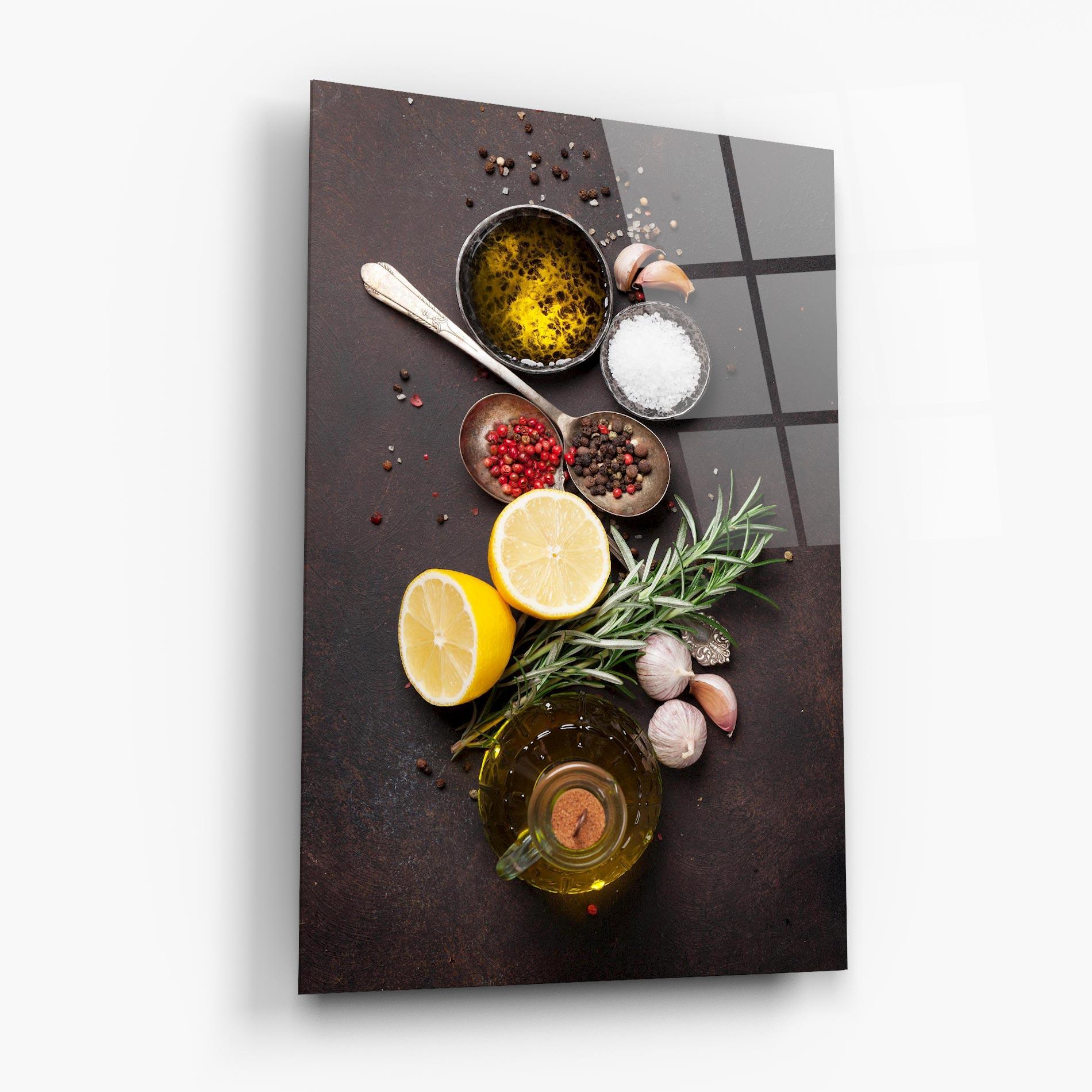 Obraz na Szkle Spices On Stone Table mockup 6