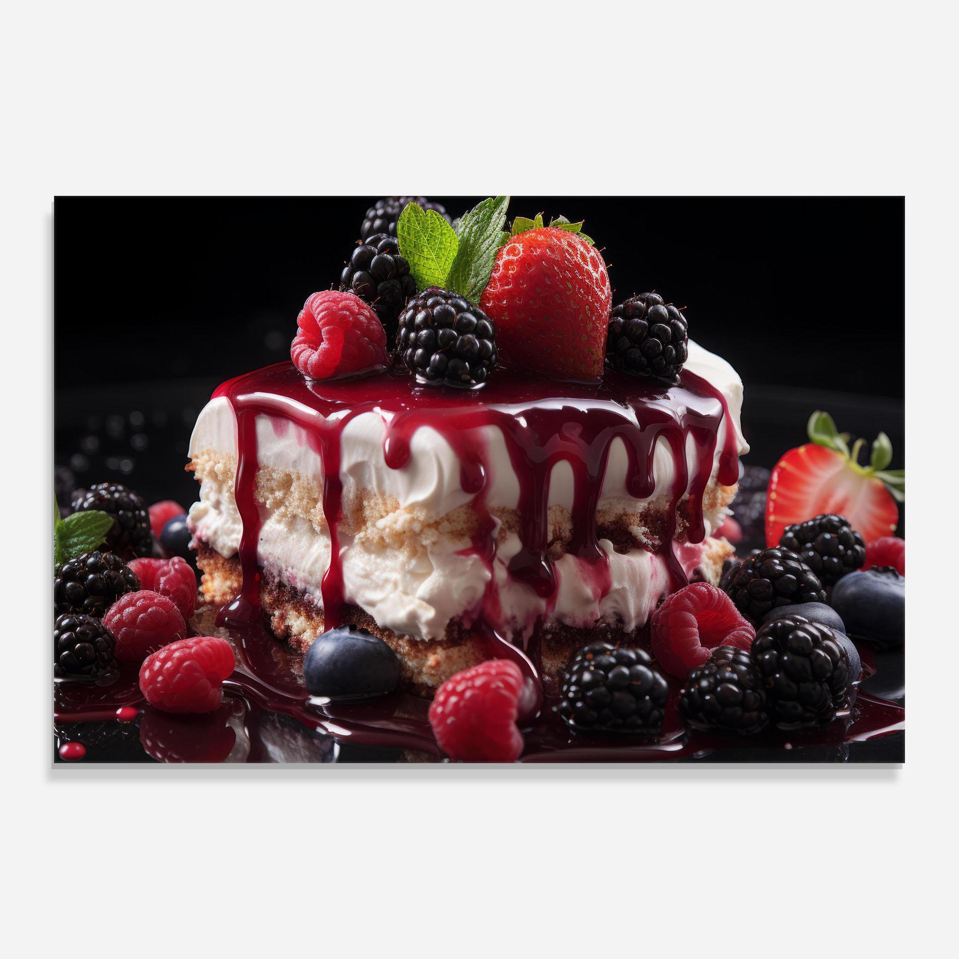 Obraz na Szkle Berries Cream Dessert mockup 0