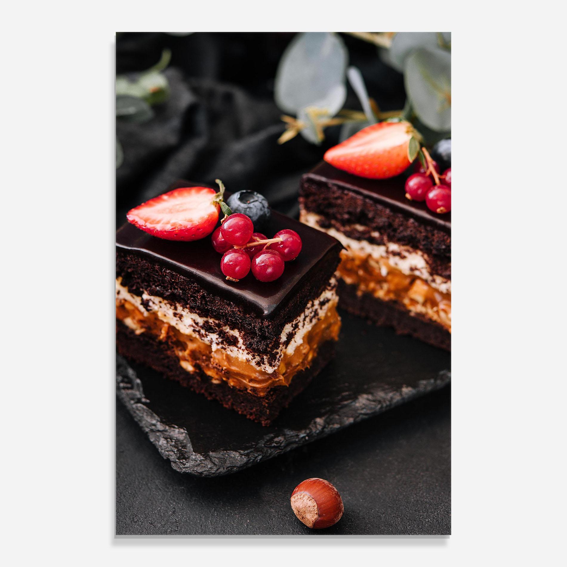 Obraz na Szkle Chocolate Berries Cake mockup 0