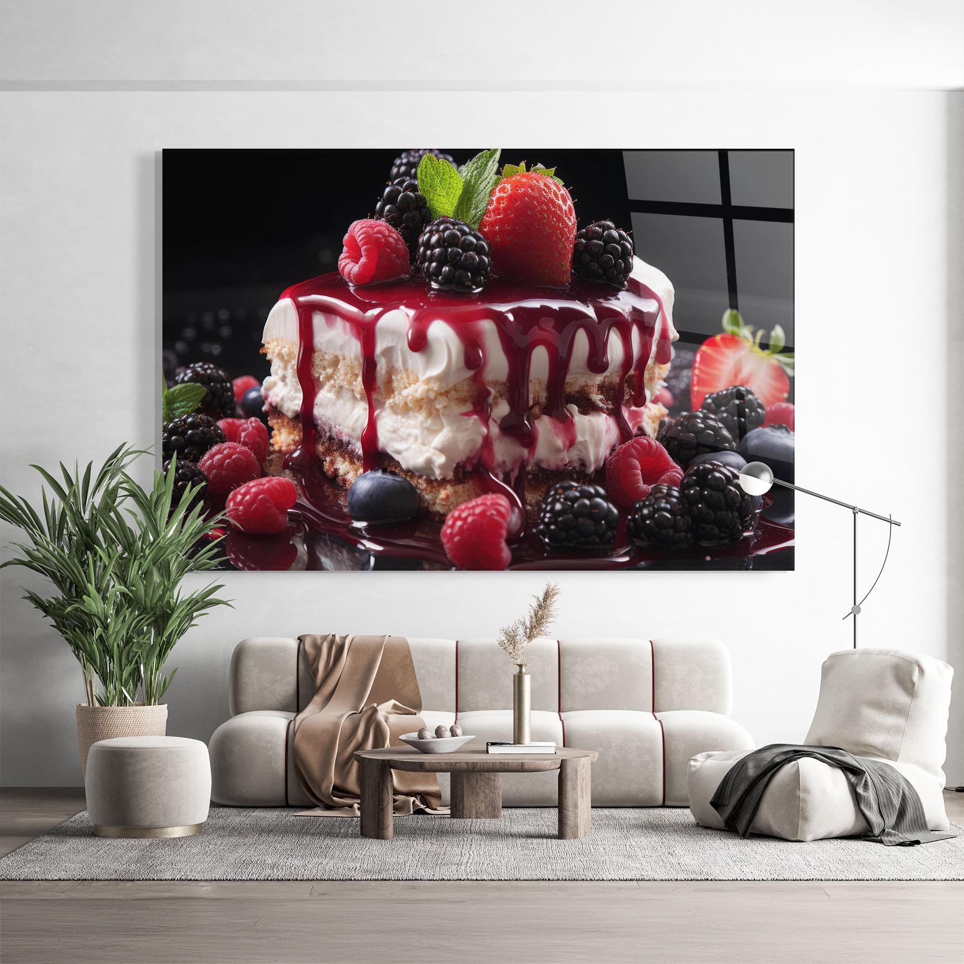 Obraz na Szkle Berries Cream Dessert mockup 9