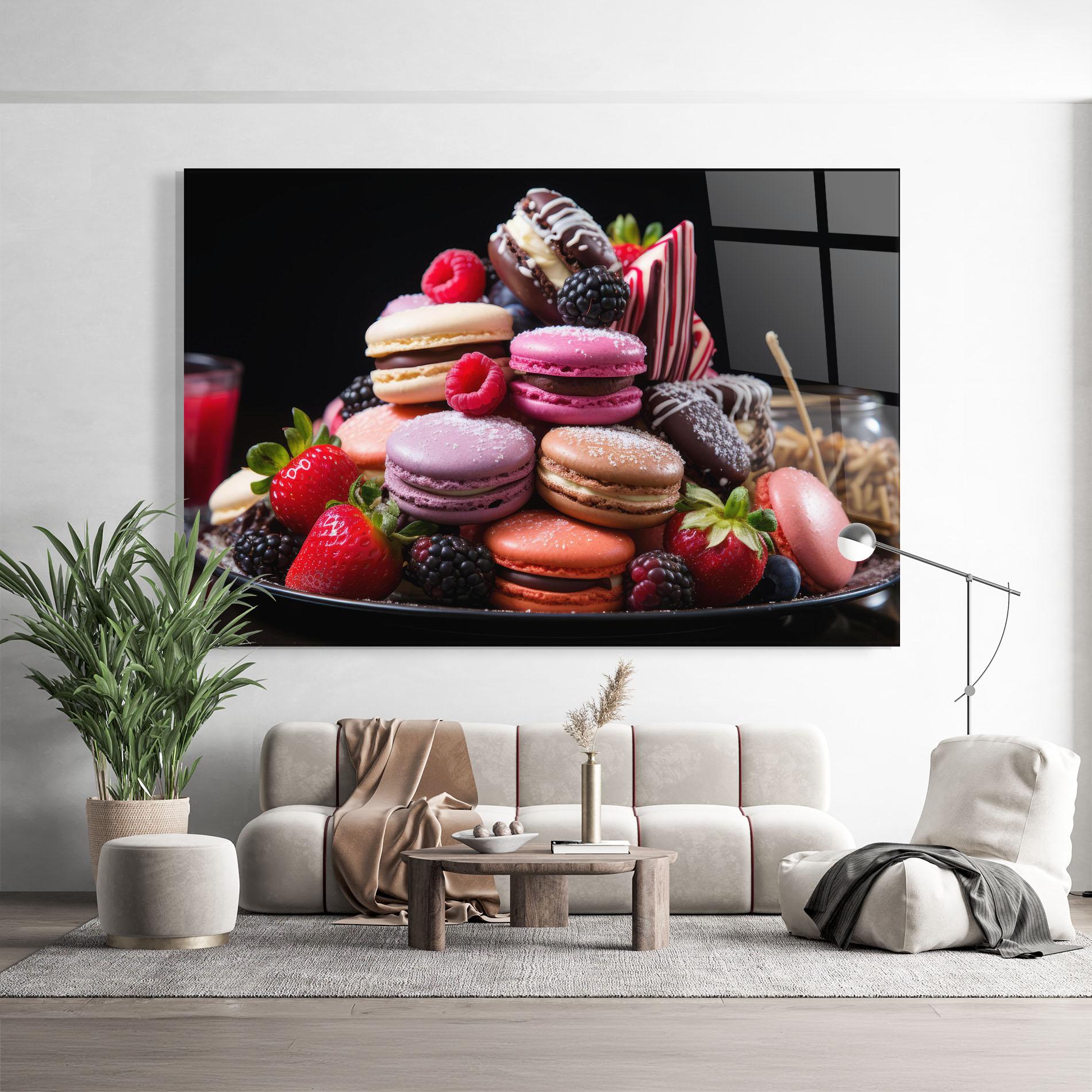Obraz na Szkle Berries Macarons mockup 9