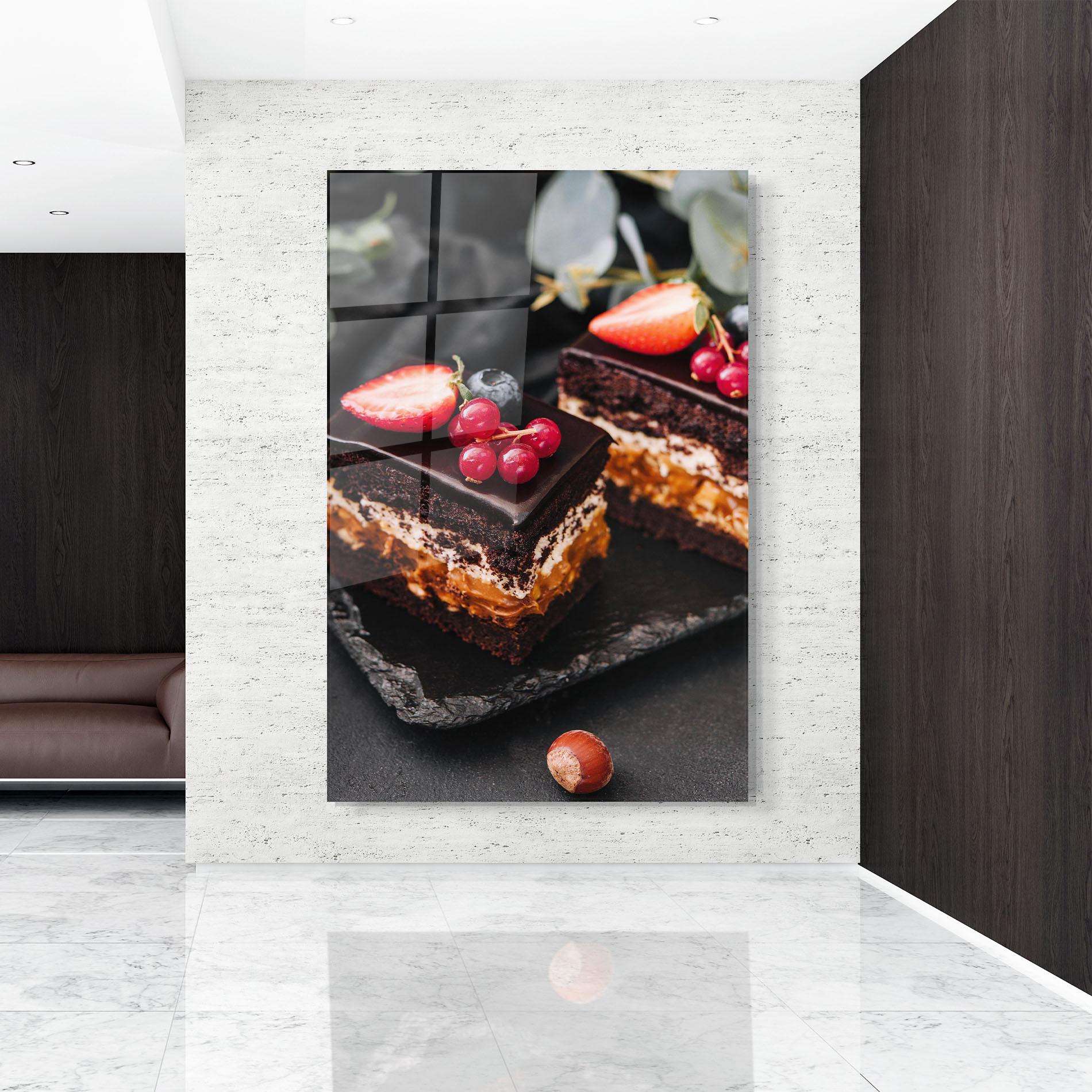 Obraz na Szkle Chocolate Berries Cake mockup 9