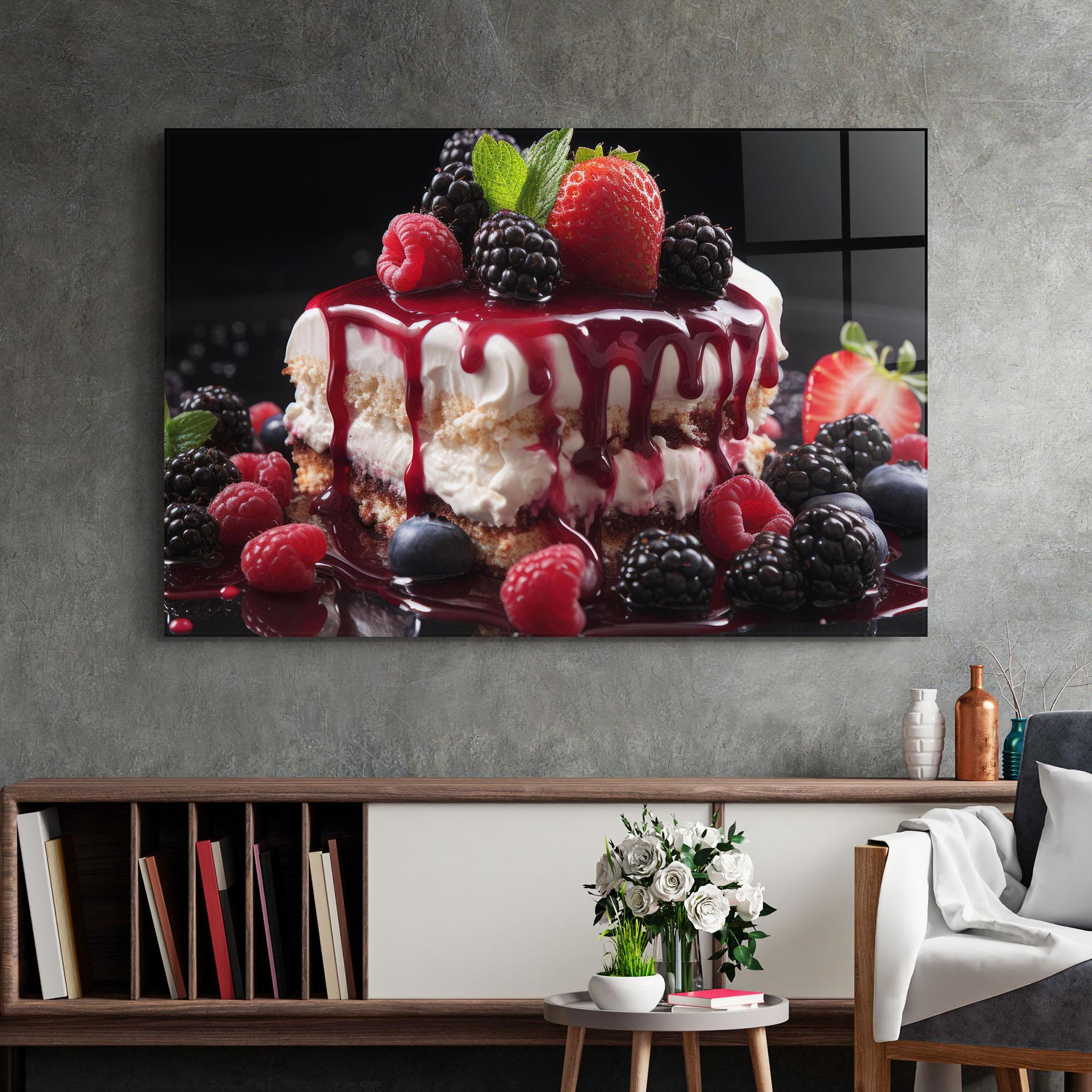 Obraz na Szkle Berries Cream Dessert mockup 2