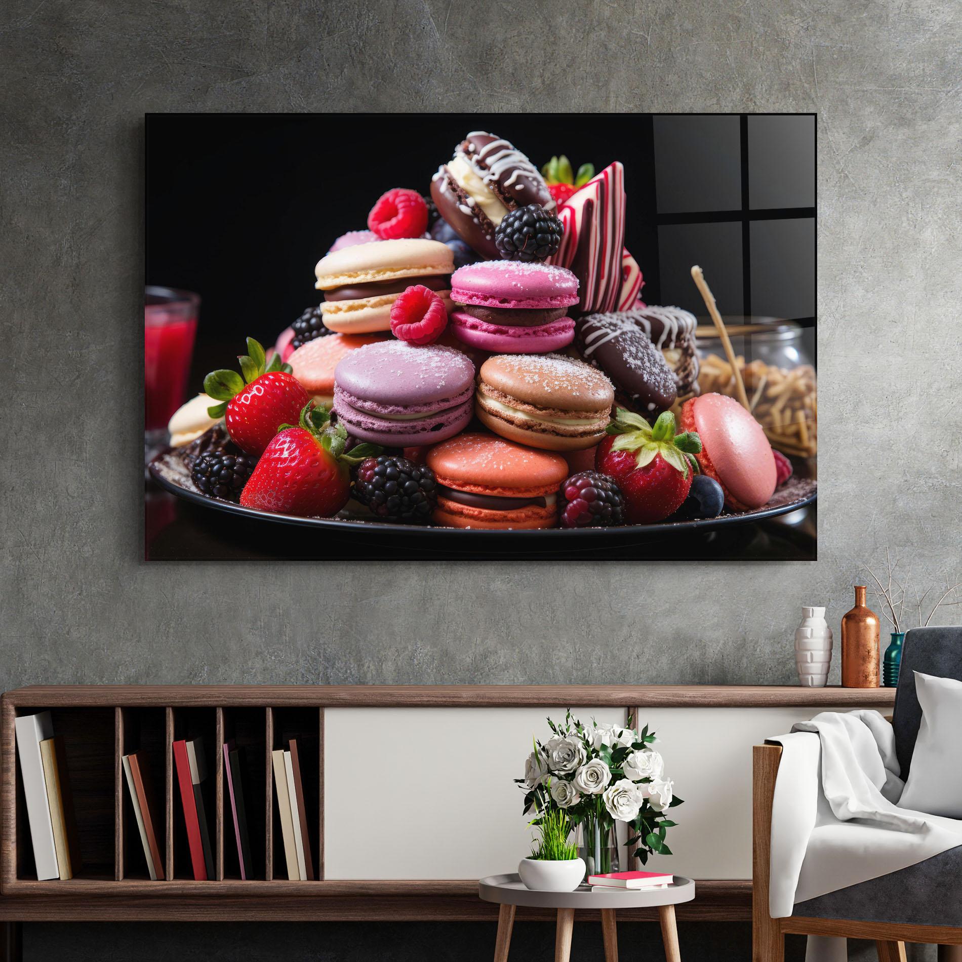 Obraz na Szkle Berries Macarons mockup 2