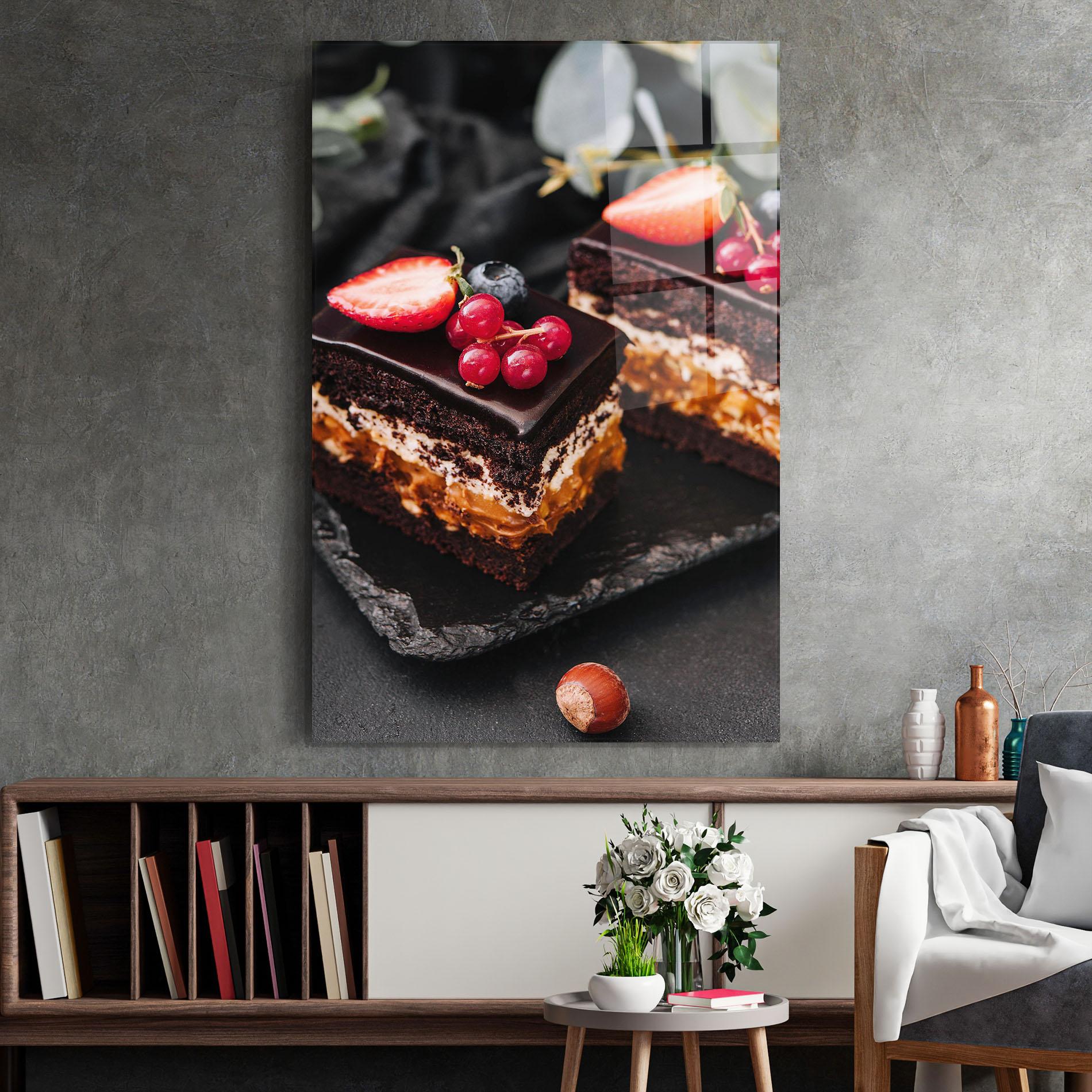 Obraz na Szkle Chocolate Berries Cake mockup 2