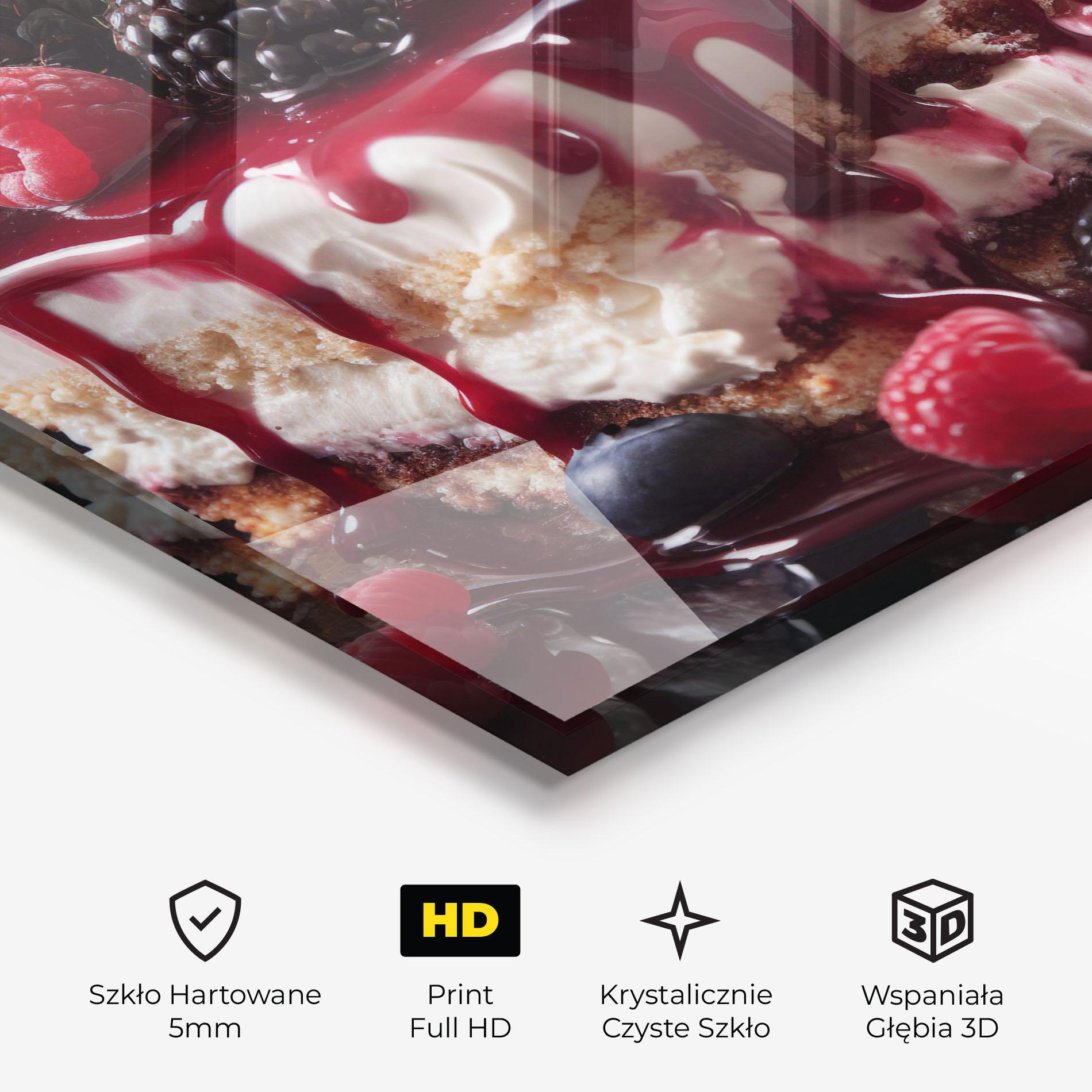Obraz na Szkle Berries Cream Dessert mockup 3