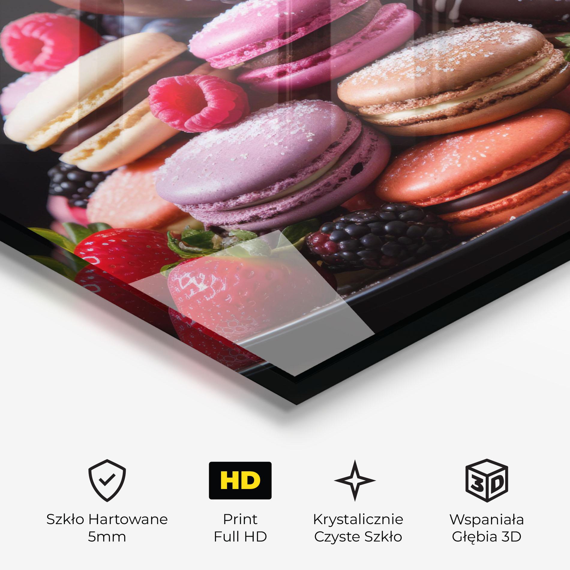 Obraz na Szkle Berries Macarons mockup 3