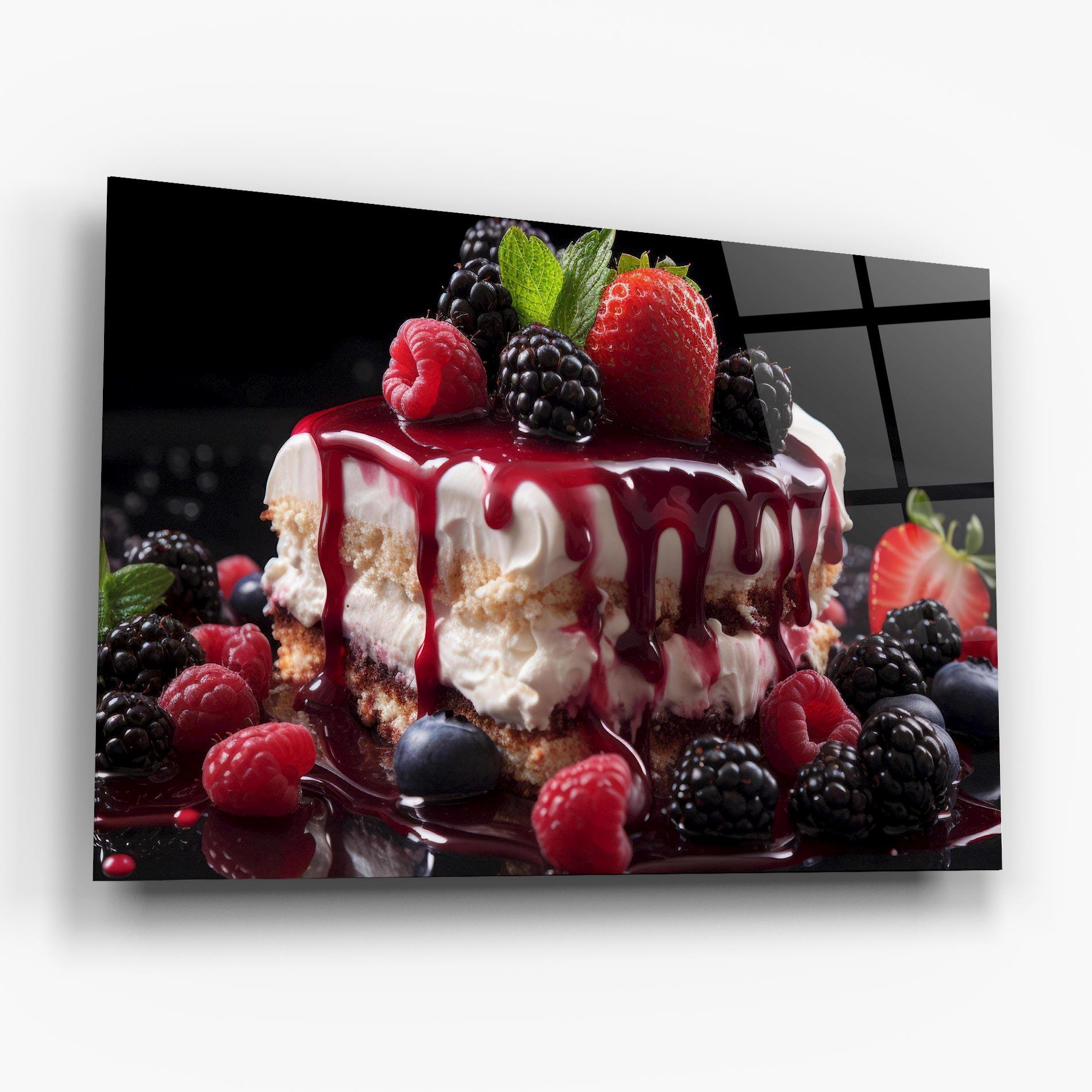 Obraz na Szkle Berries Cream Dessert mockup 6