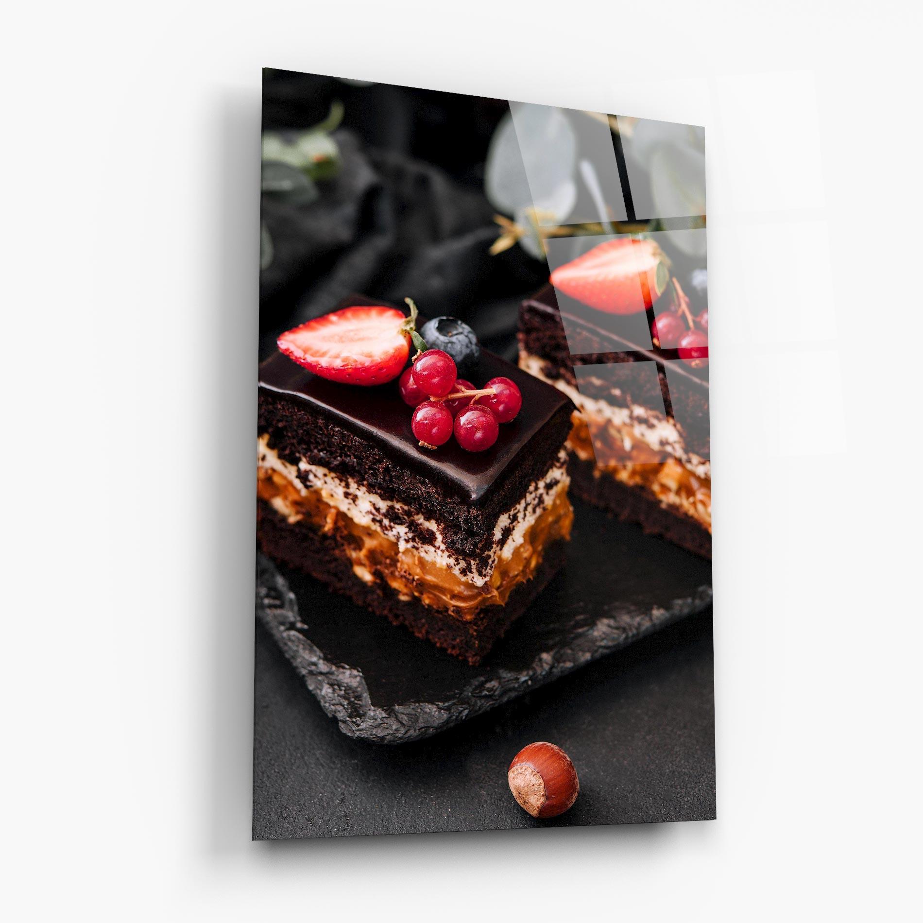 Obraz na Szkle Chocolate Berries Cake mockup 6