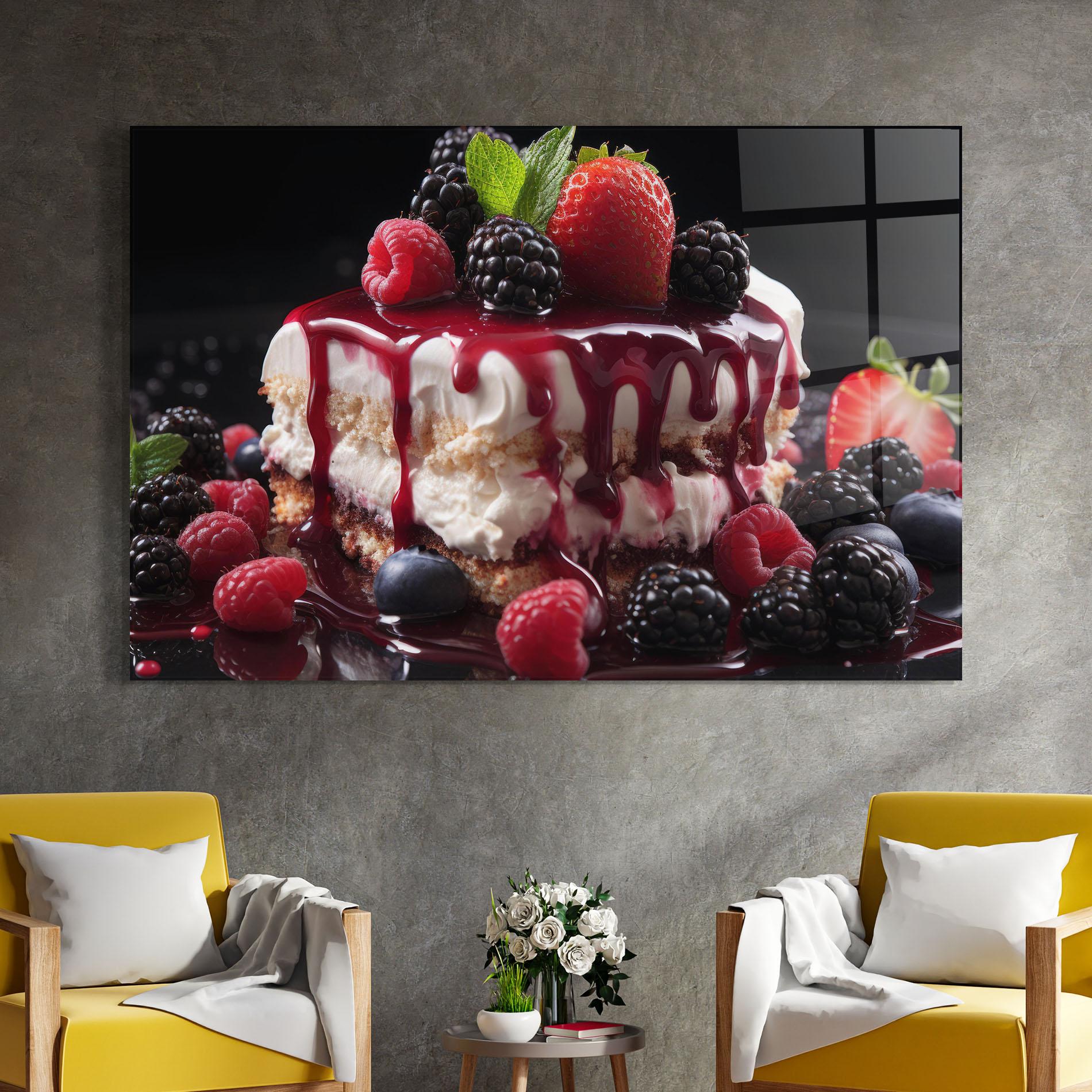 Obraz na Szkle Berries Cream Dessert mockup 4