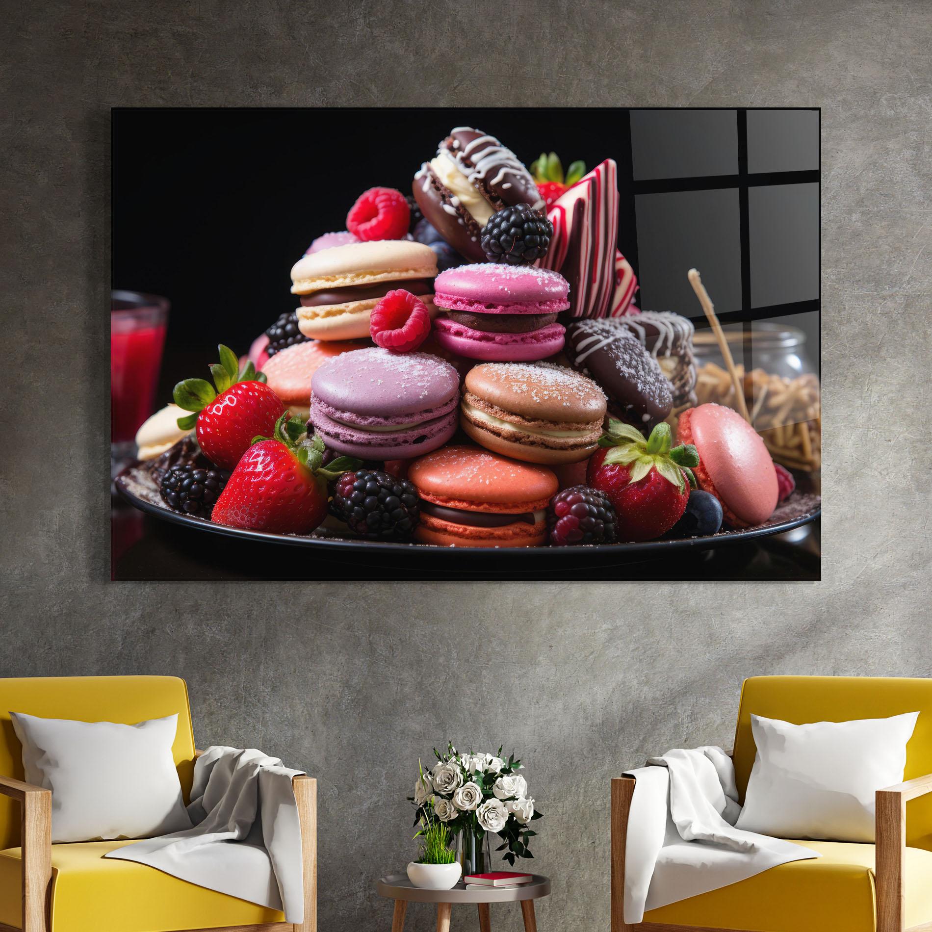 Obraz na Szkle Berries Macarons mockup 4
