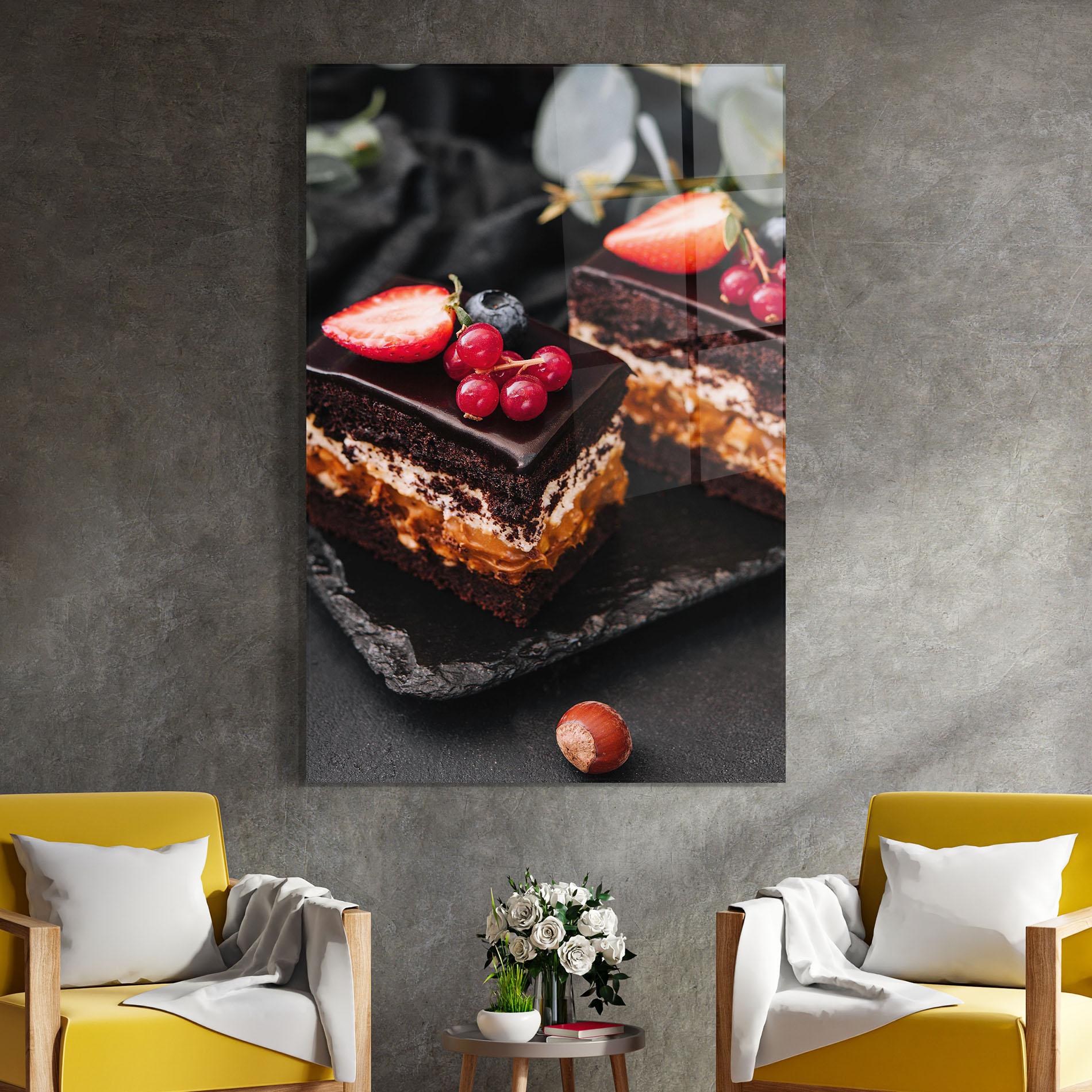 Obraz na Szkle Chocolate Berries Cake mockup 4