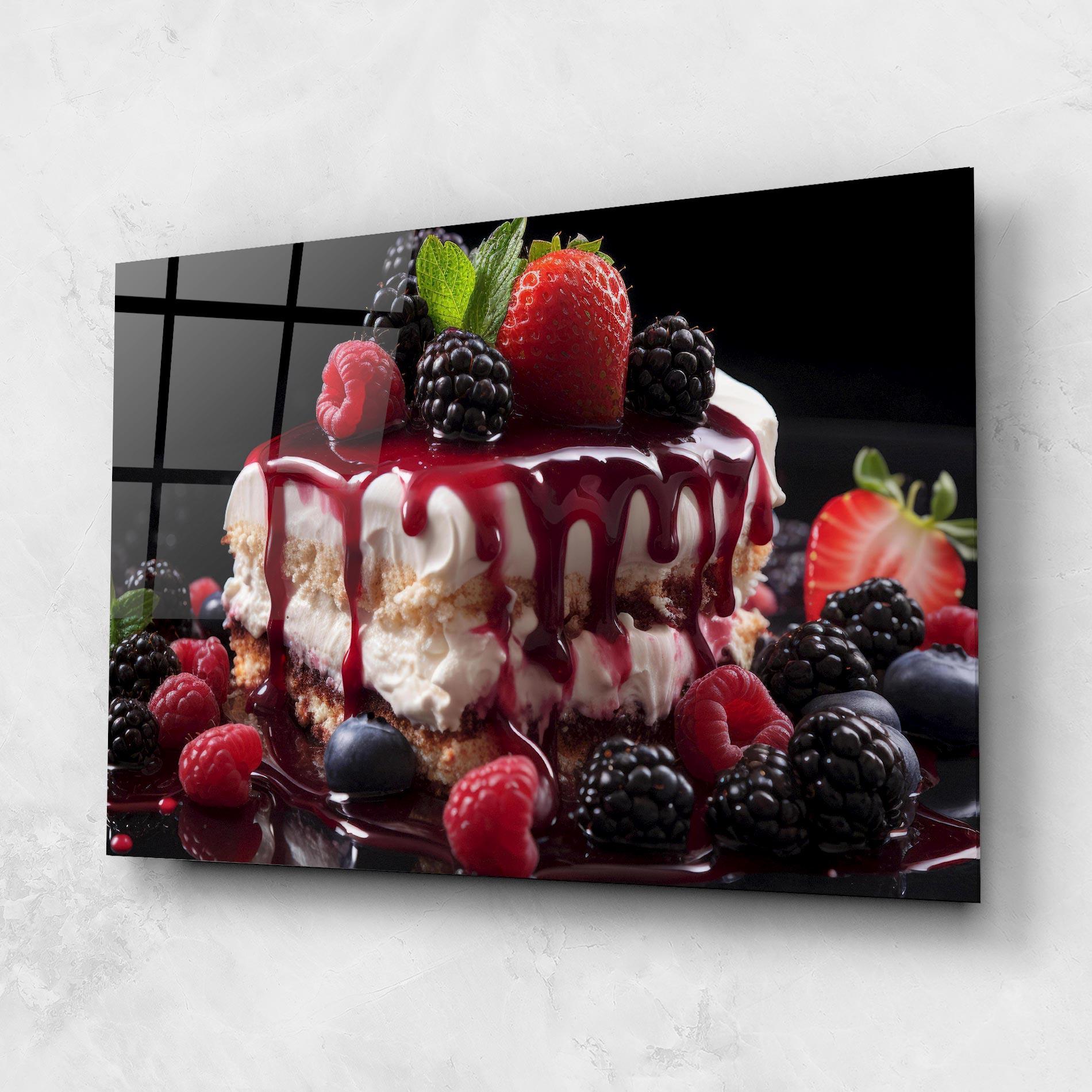 Obraz na Szkle Berries Cream Dessert mockup 1