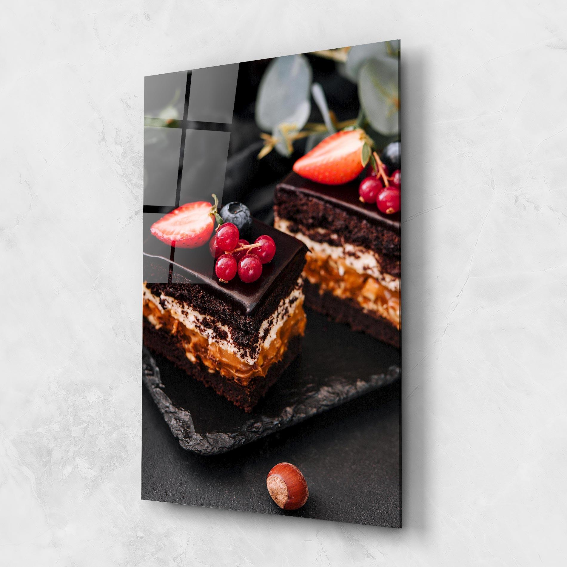 Obraz na Szkle Chocolate Berries Cake mockup 1