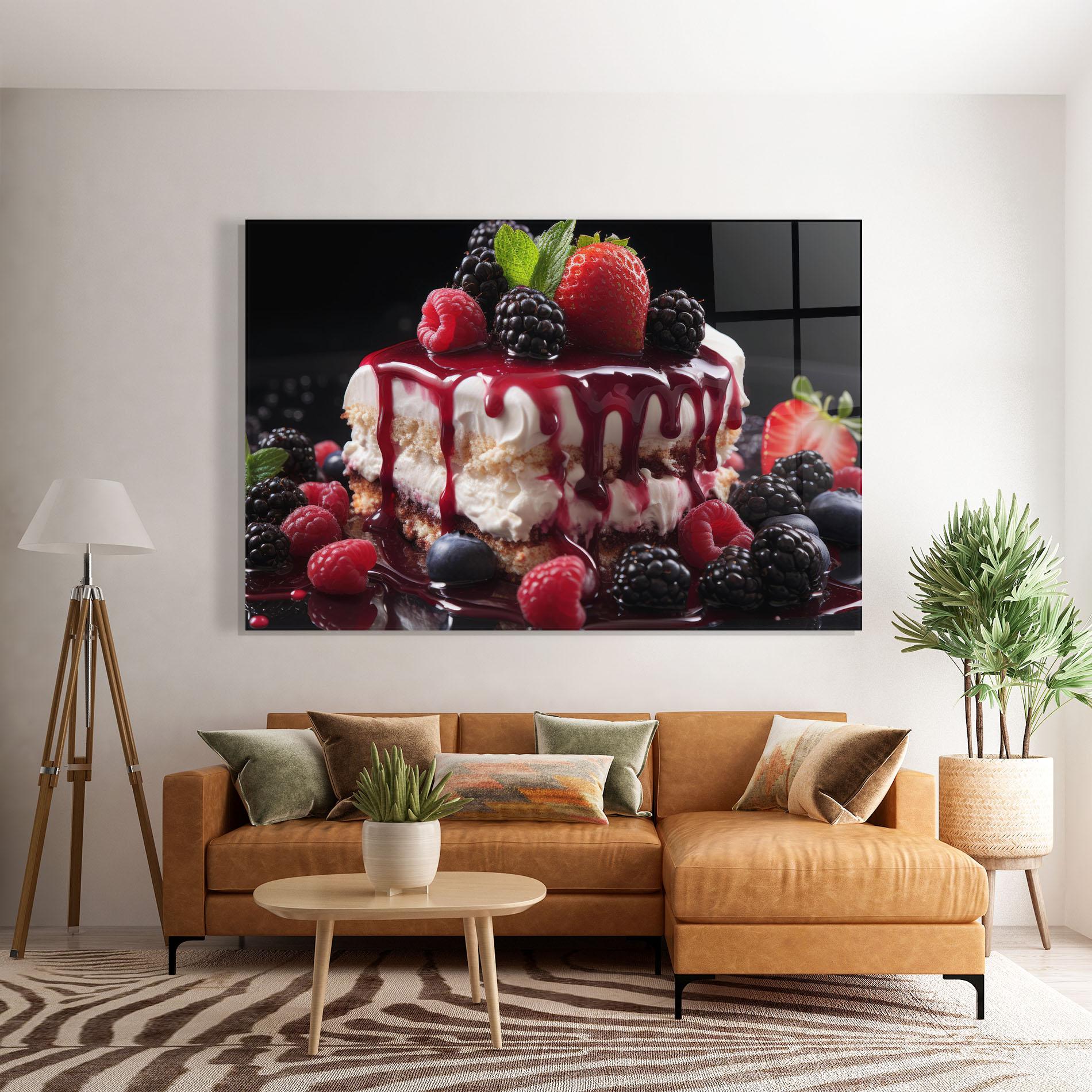 Obraz na Szkle Berries Cream Dessert mockup 7