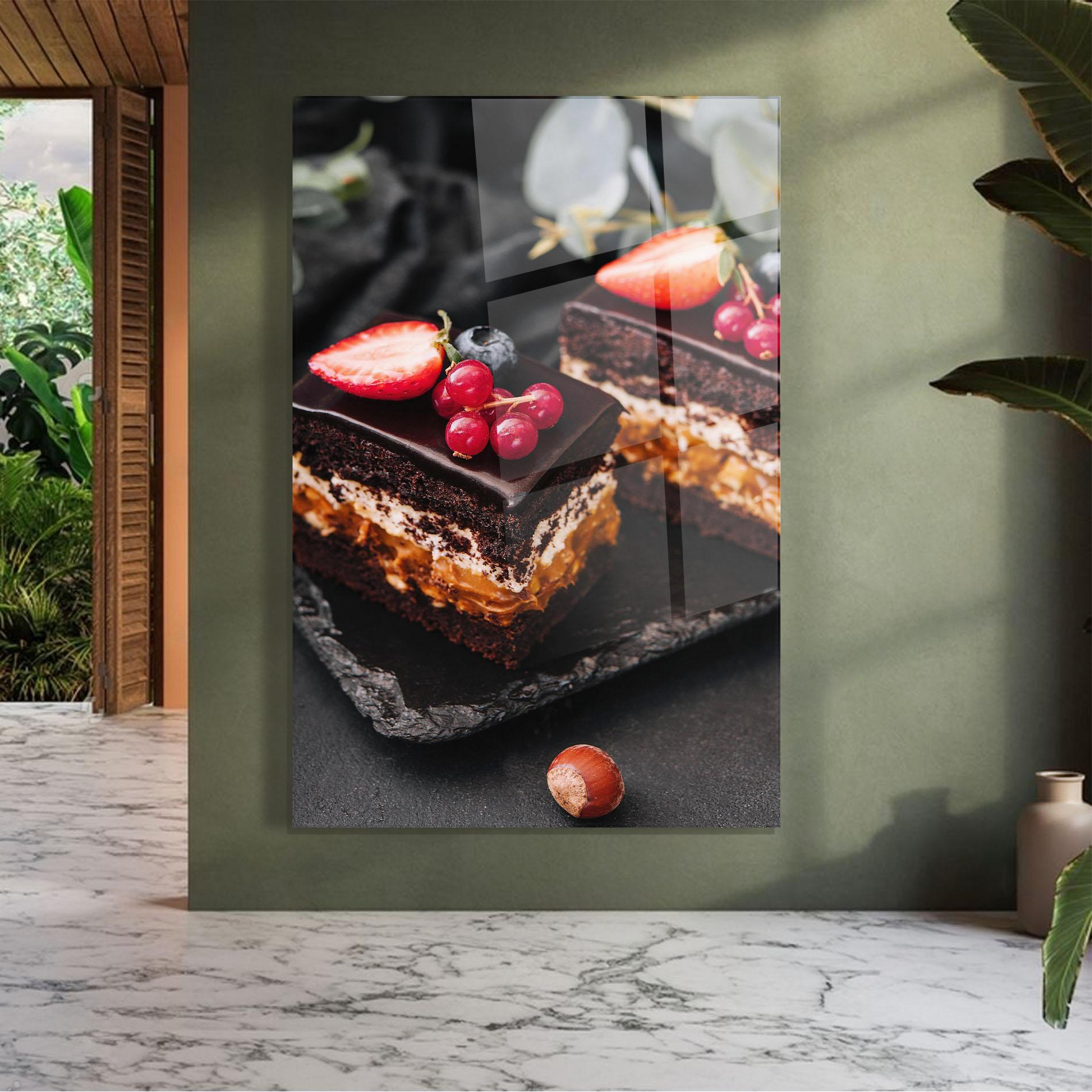 Obraz na Szkle Chocolate Berries Cake mockup 7