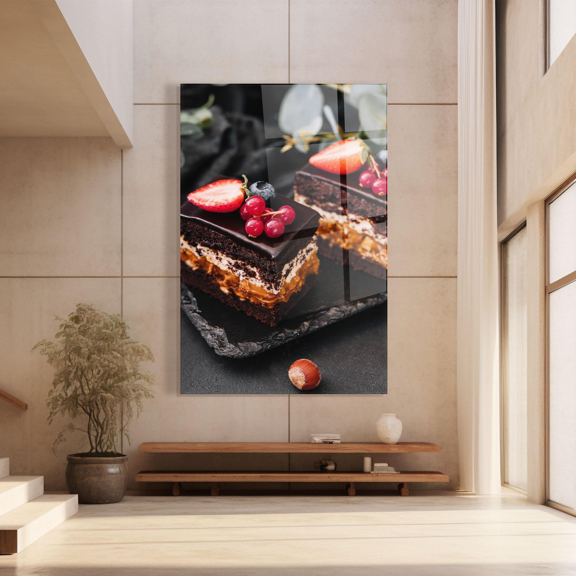 Obraz na Szkle Chocolate Berries Cake mockup 8