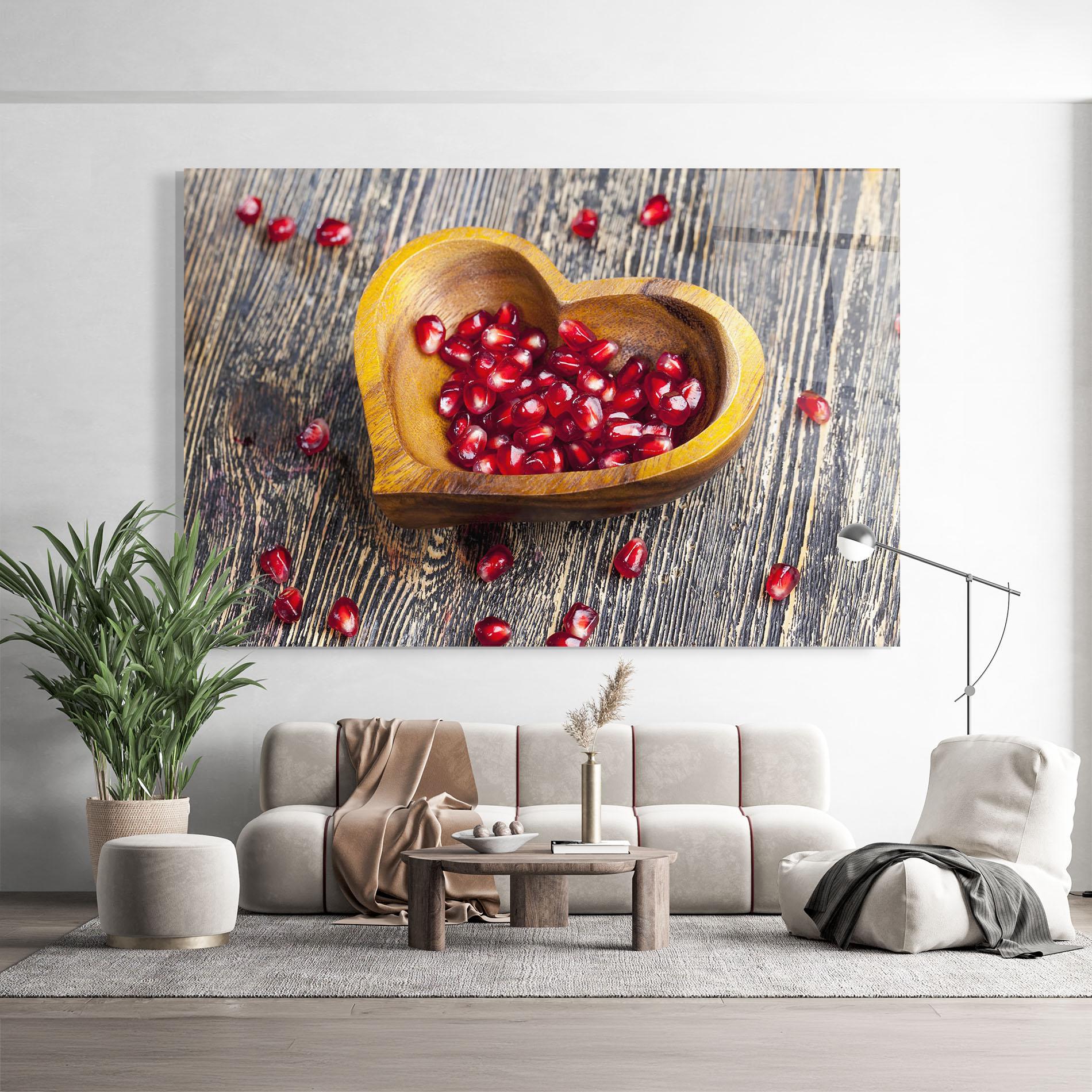 Obraz na Szkle Heart Pomegranate Seeds mockup 9