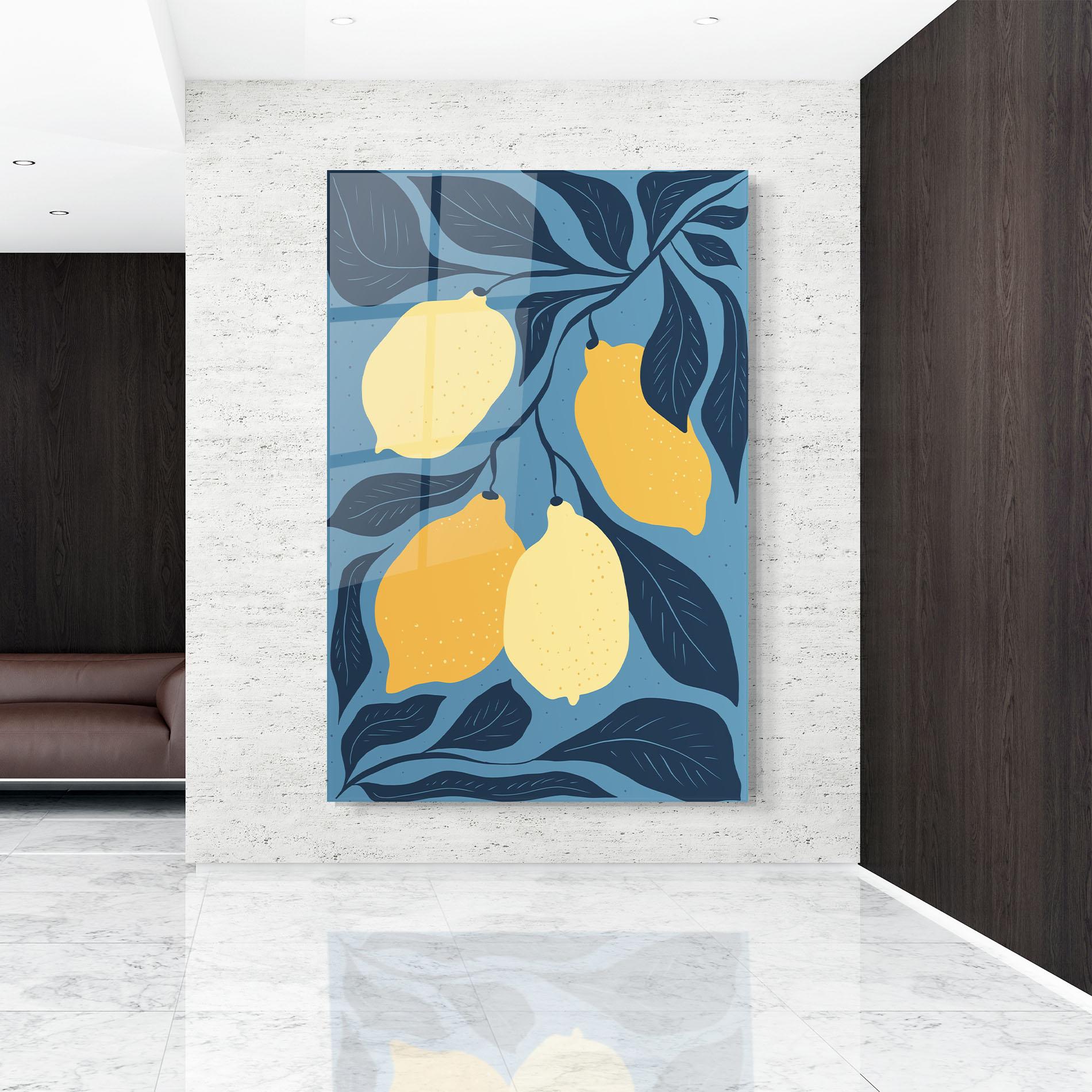 Obraz na Szkle Lemon On Blue mockup 9