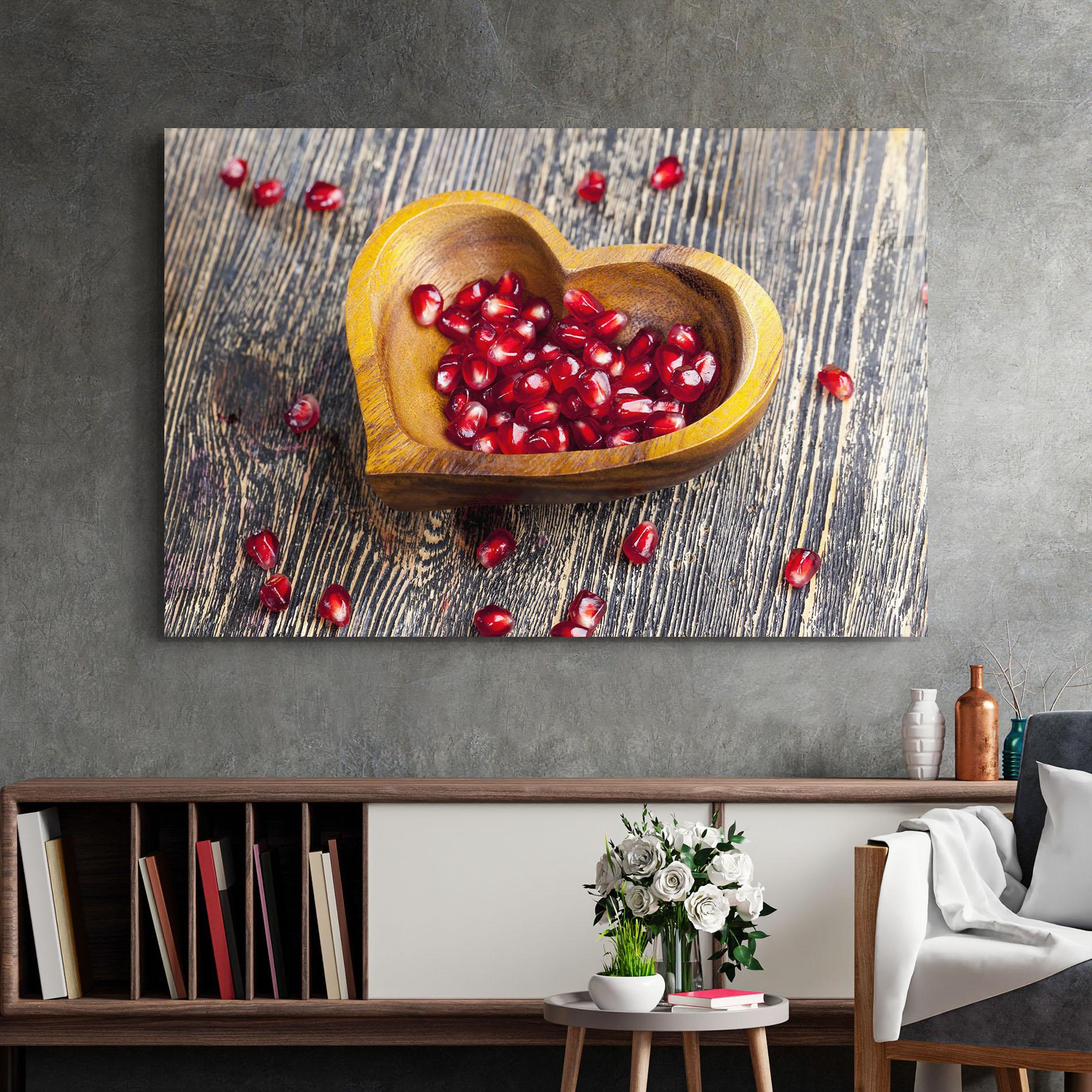 Obraz na Szkle Heart Pomegranate Seeds mockup 2