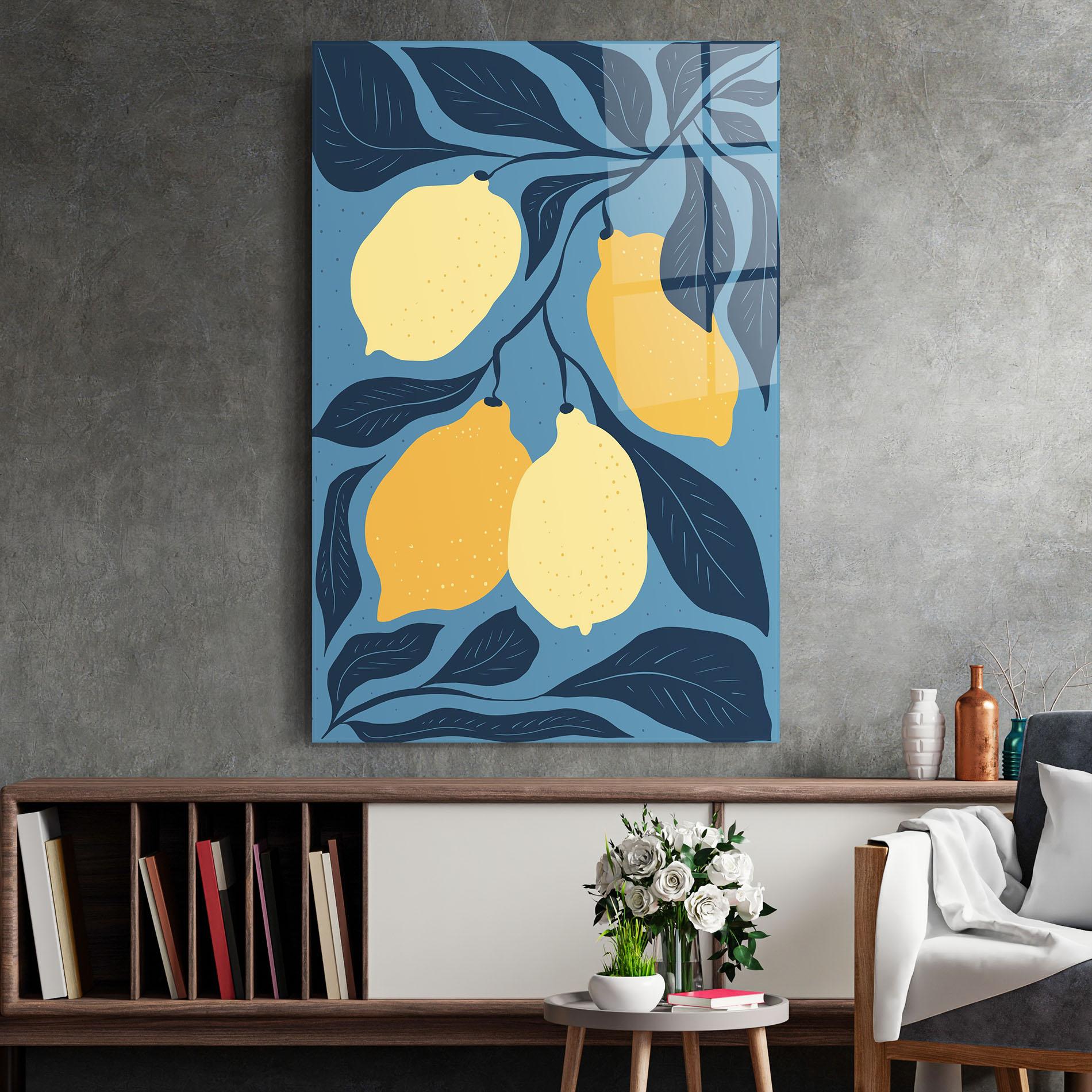 Obraz na Szkle Lemon On Blue mockup 2