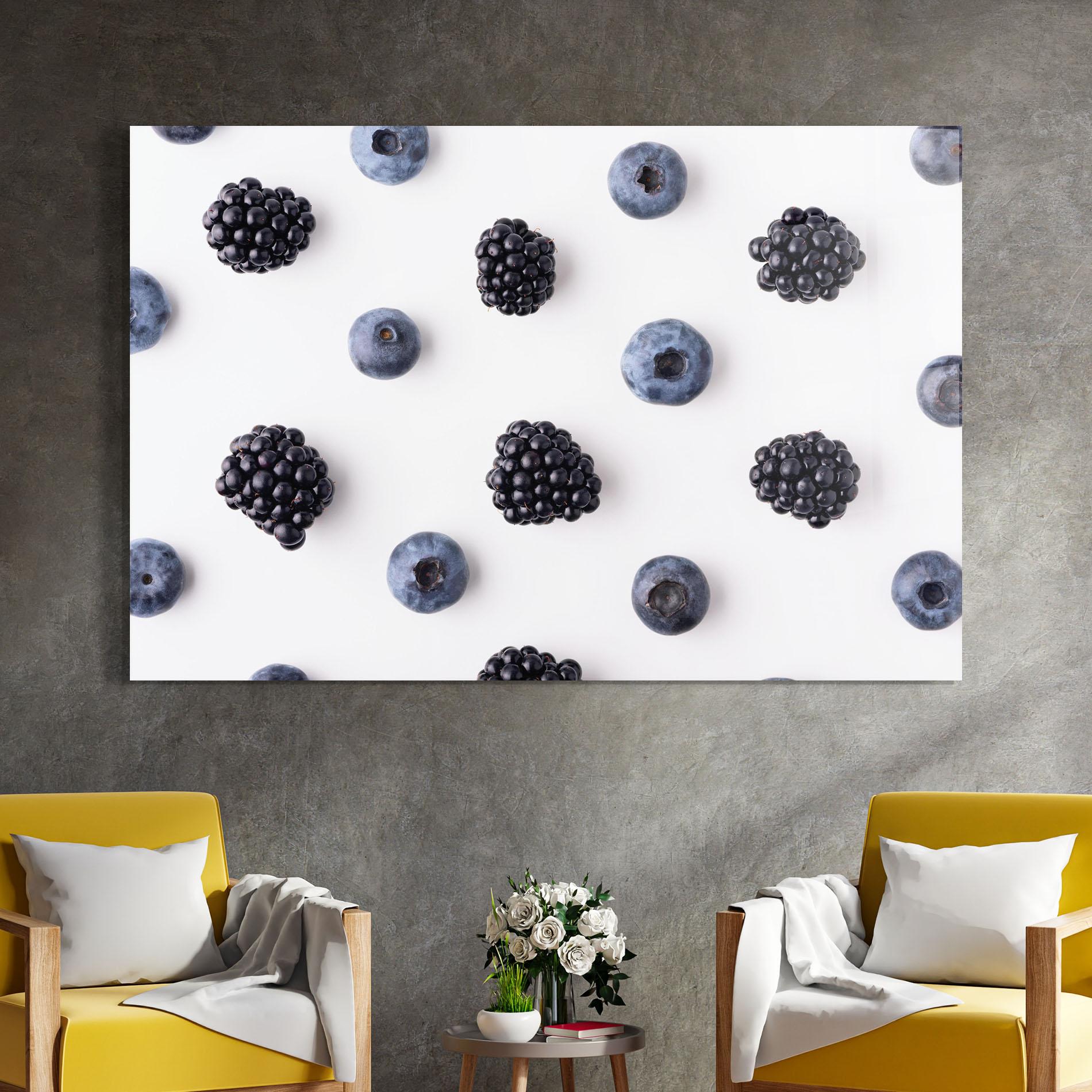 Obraz na Szkle Blackberries And Blueberries mockup 4
