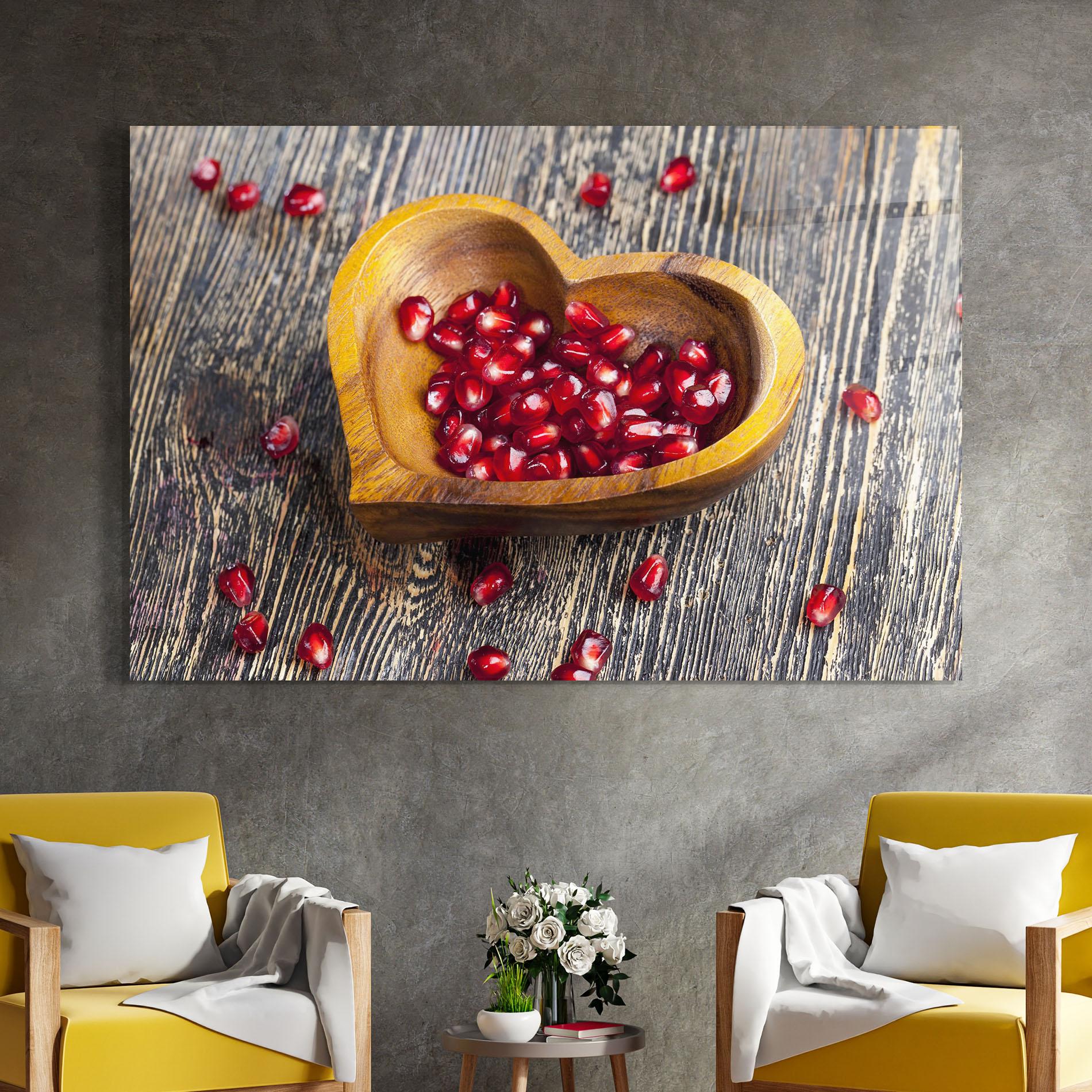Obraz na Szkle Heart Pomegranate Seeds mockup 4