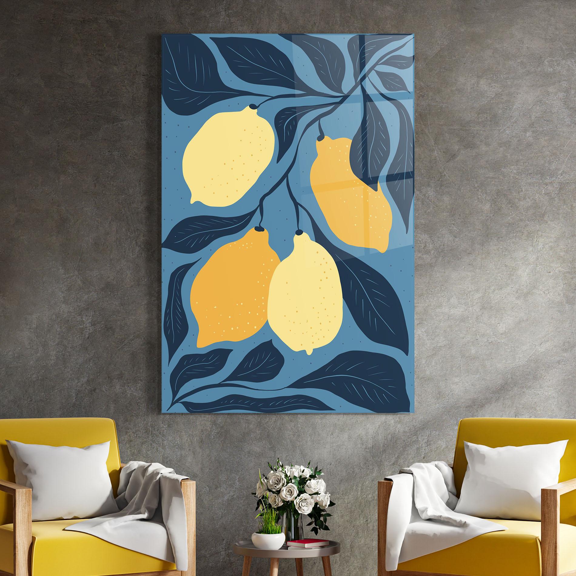 Obraz na Szkle Lemon On Blue mockup 4