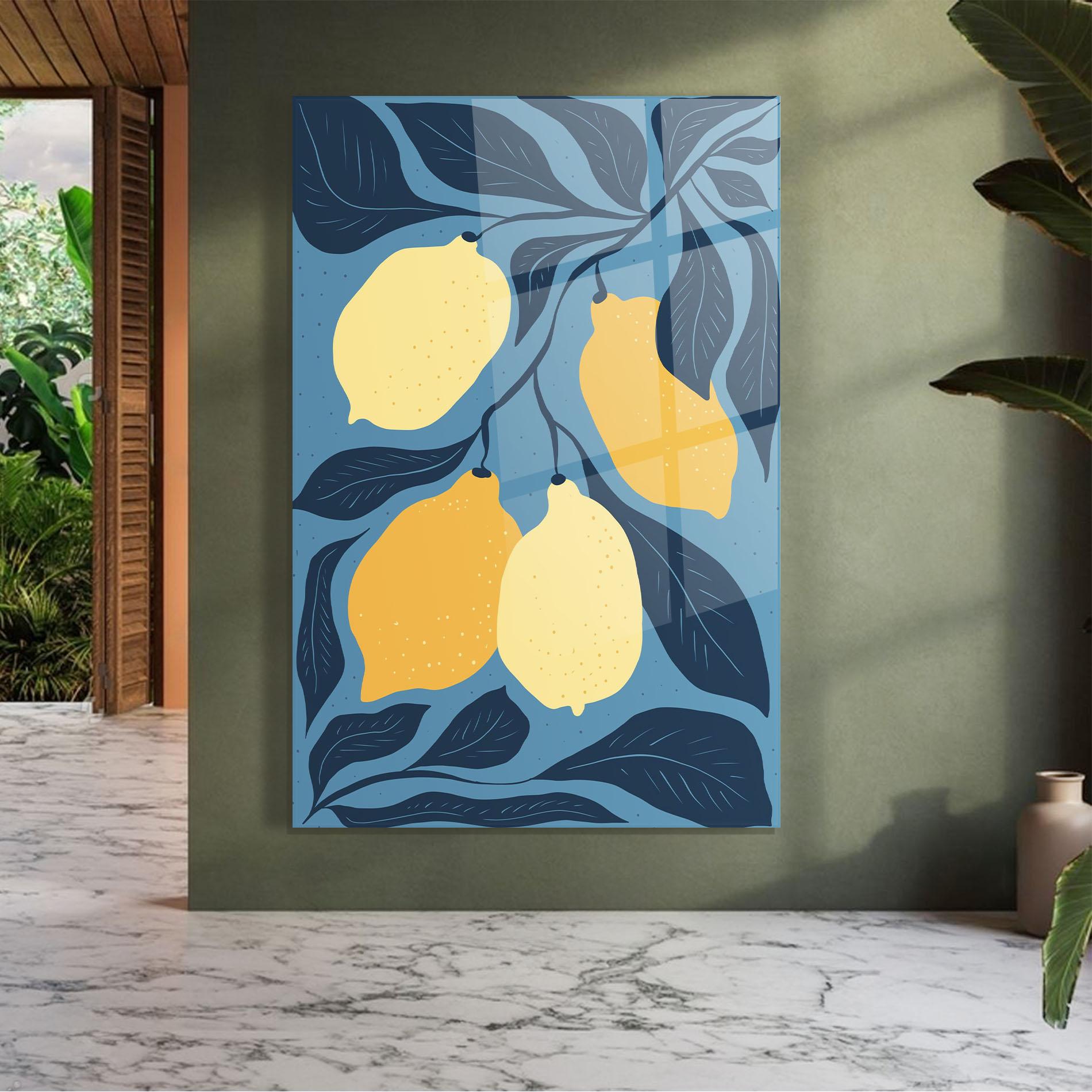 Obraz na Szkle Lemon On Blue mockup 7
