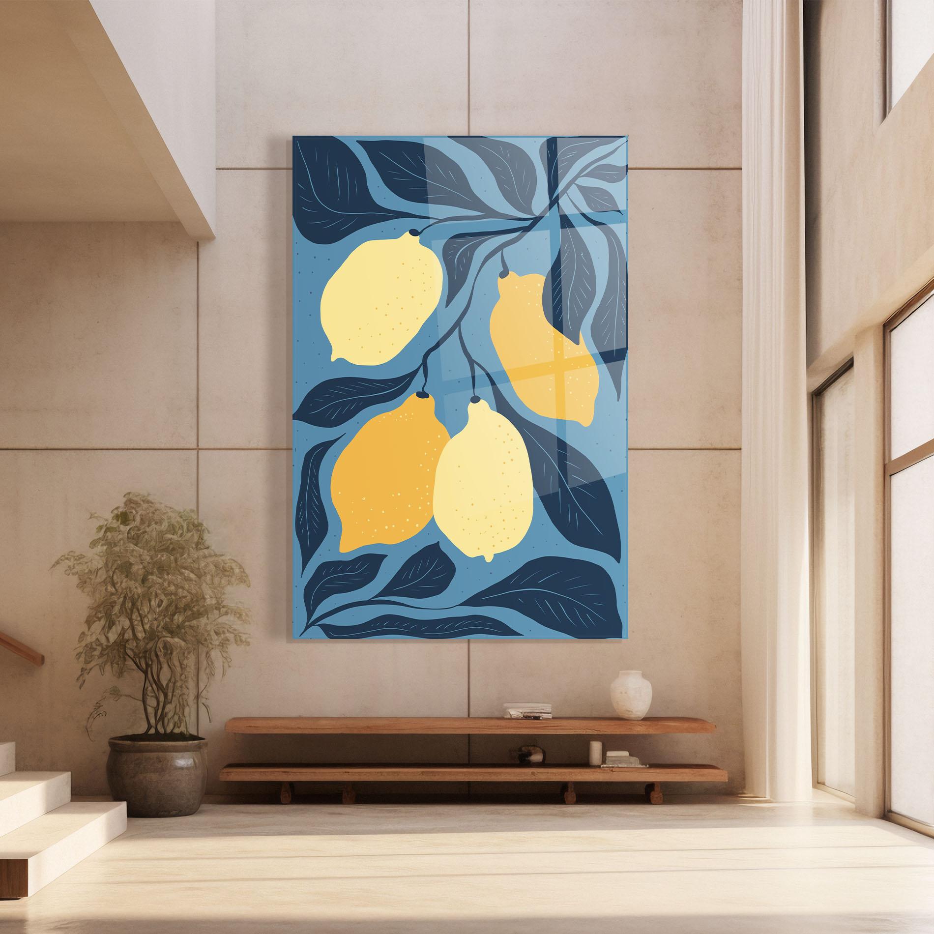 Obraz na Szkle Lemon On Blue mockup 8