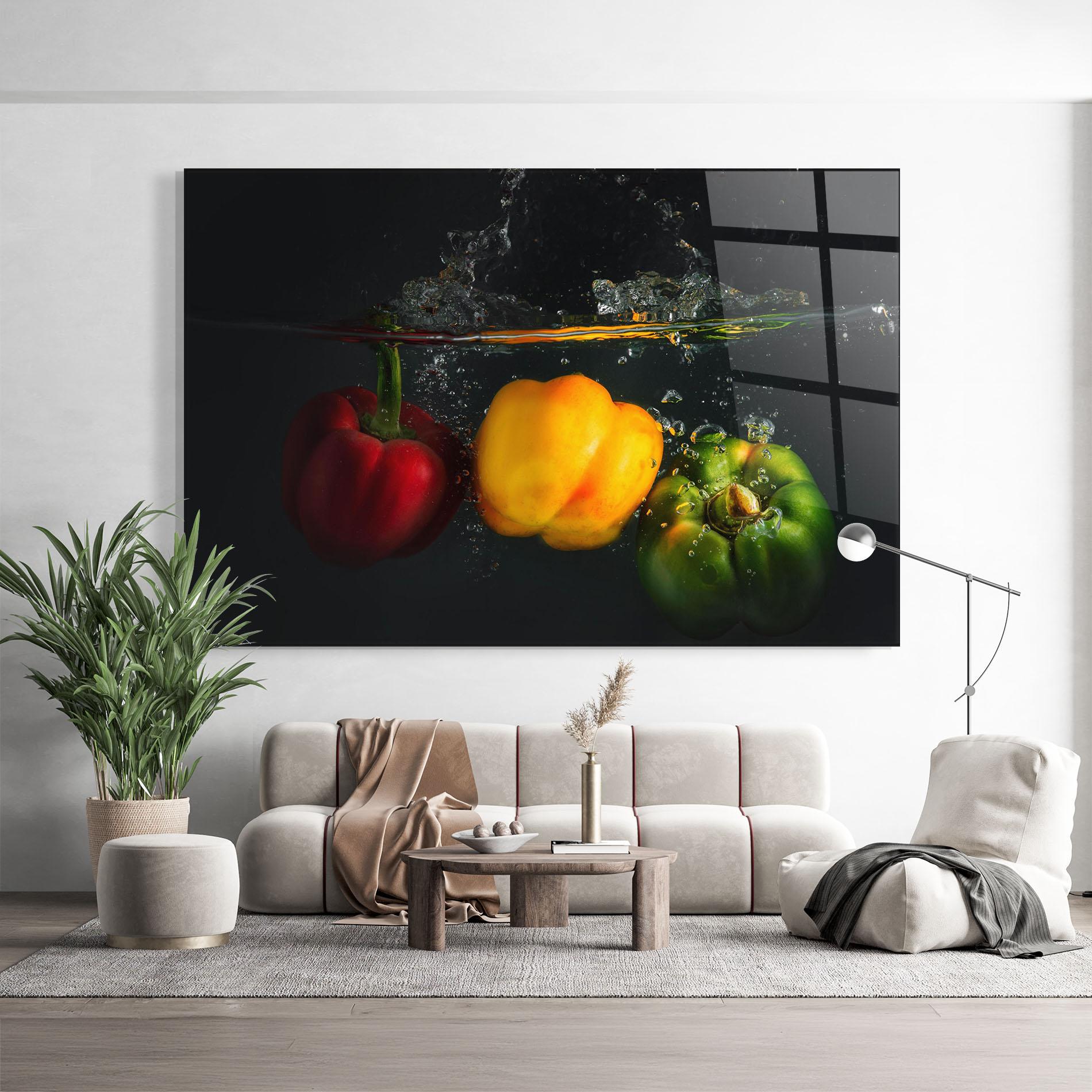 Obraz na Szkle Cool Bellpepper Splash mockup 9