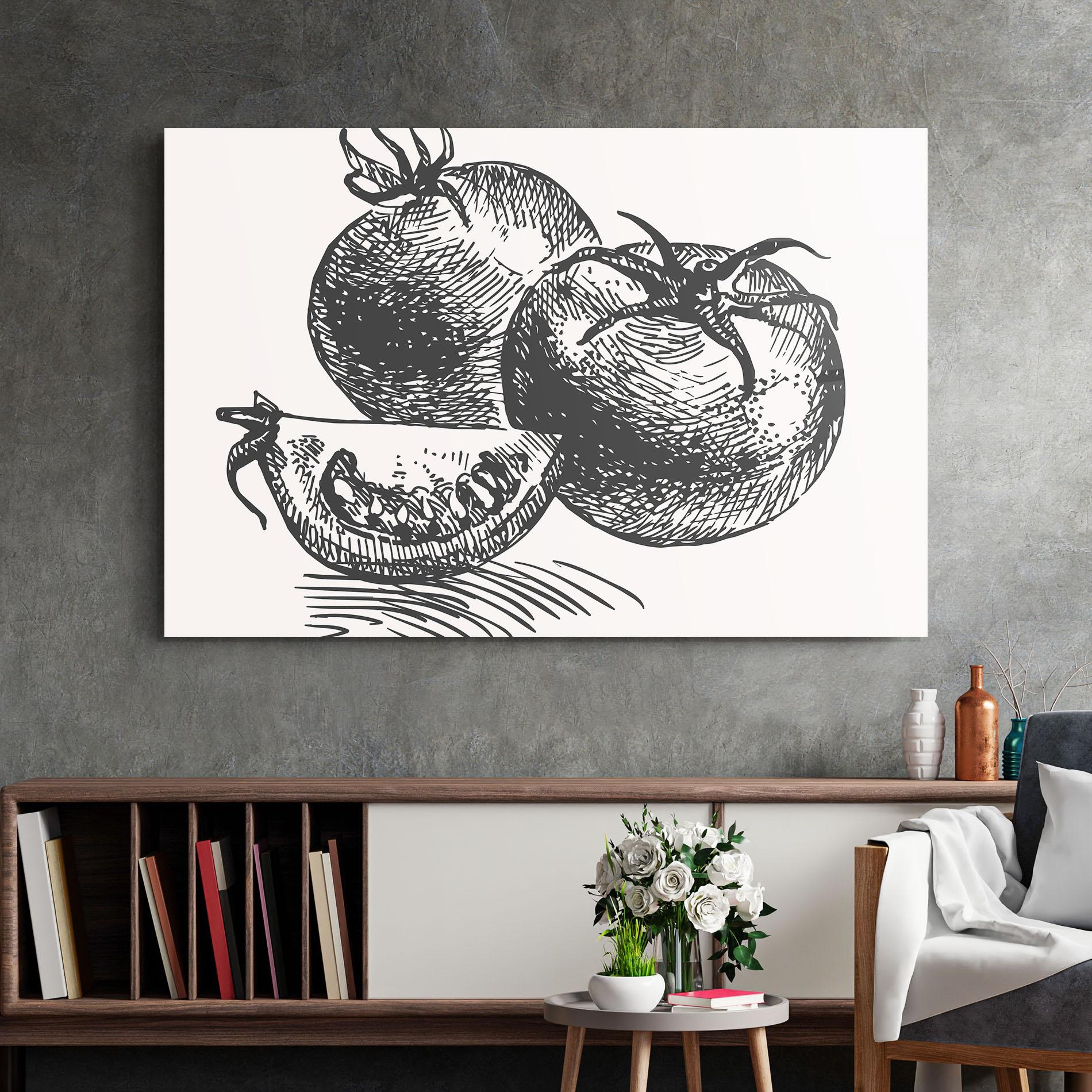 Obraz na Szkle Grey Line Tomato mockup 2