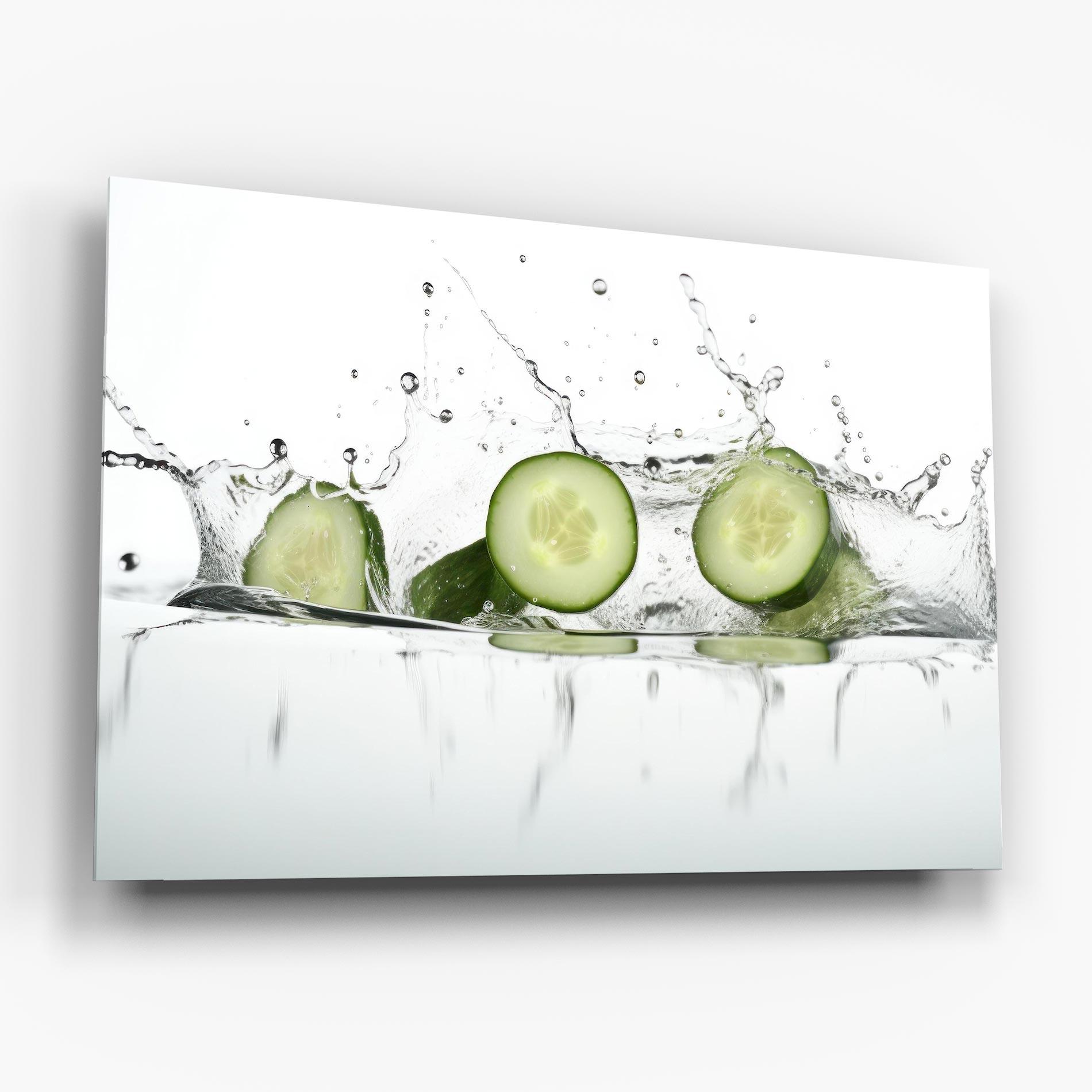 Obraz na Szkle Cucumber Cool Splash mockup 6