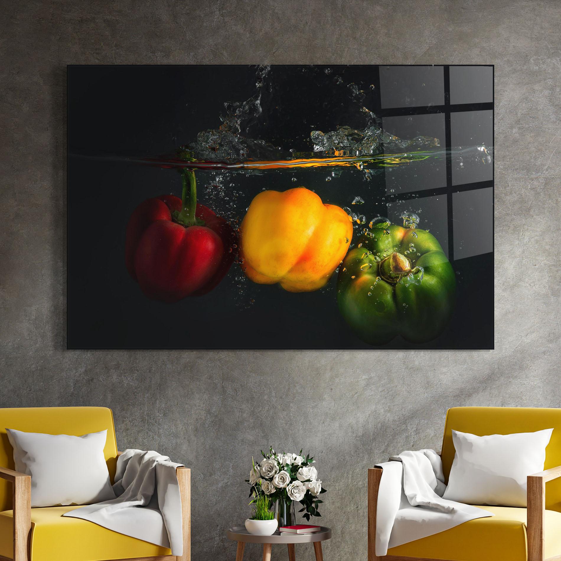 Obraz na Szkle Cool Bellpepper Splash mockup 4