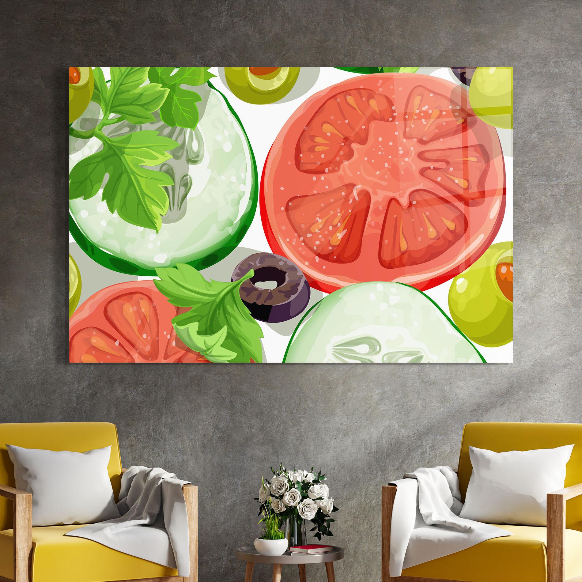 Obraz na Szkle Cucumber Tomatoes mockup 4